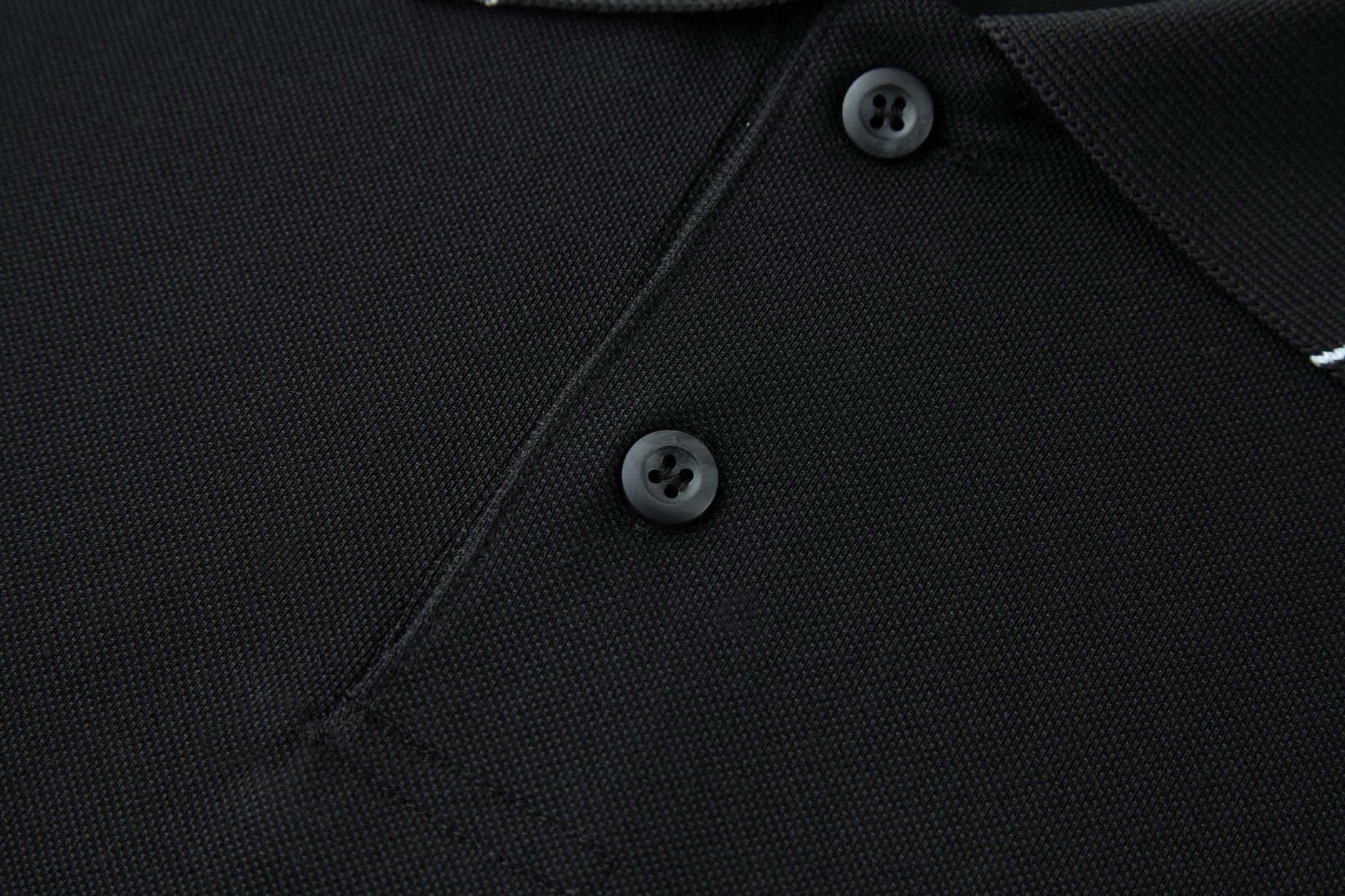 PRADA 普拉达 条纹边饰logo徽标Polo衫 短袖 T恤 黑色 白色 UJN765-1ZMI-F0N98-S-NOO