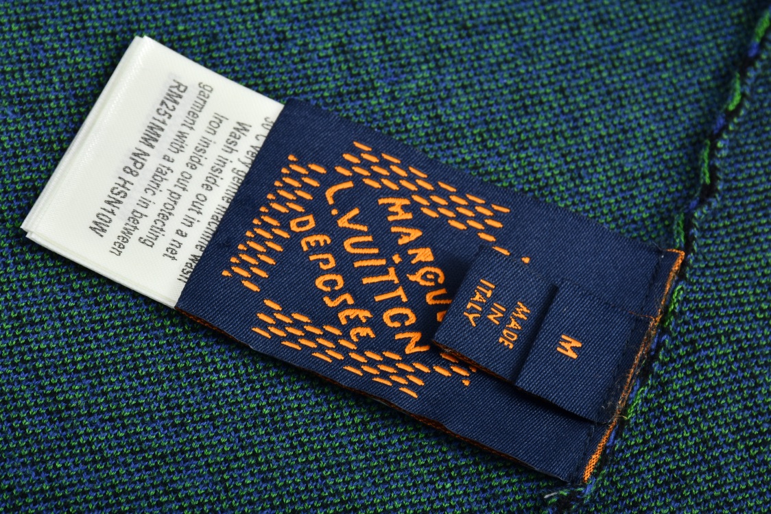 LOUIS VUITTON 路易威登 棋盘格字母logo针织圆领短袖 T恤 蓝绿 黑白 1AHBCV