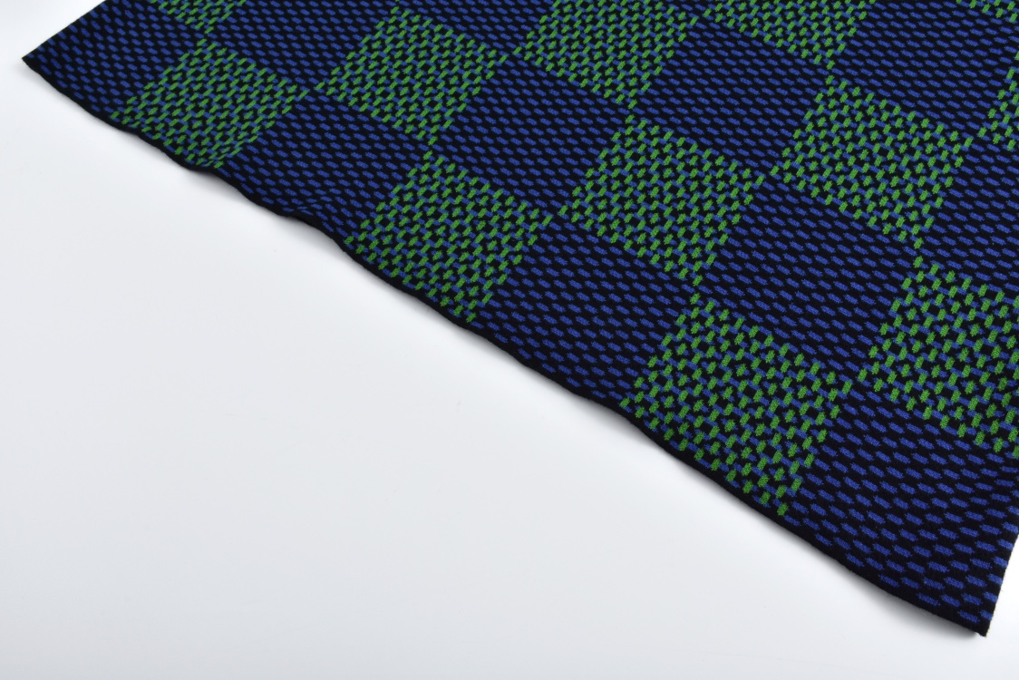 LOUIS VUITTON 路易威登 棋盘格字母logo针织圆领短袖 T恤 蓝绿 黑白 1AHBCV