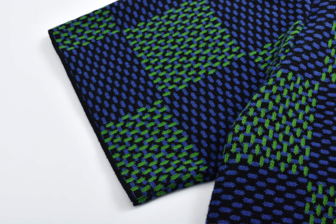 LOUIS VUITTON 路易威登 棋盘格字母logo针织圆领短袖 T恤 蓝绿 黑白 1AHBCV