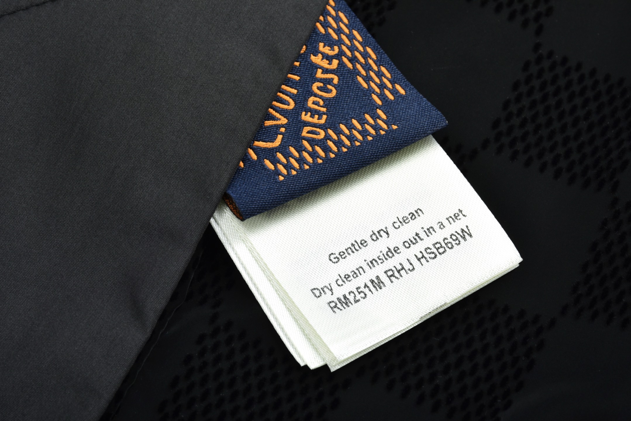 LOUIS VUITTON 路易威登 棋盘格拼接植绒拉链立领夹克 外套 黑色 1AHBG4