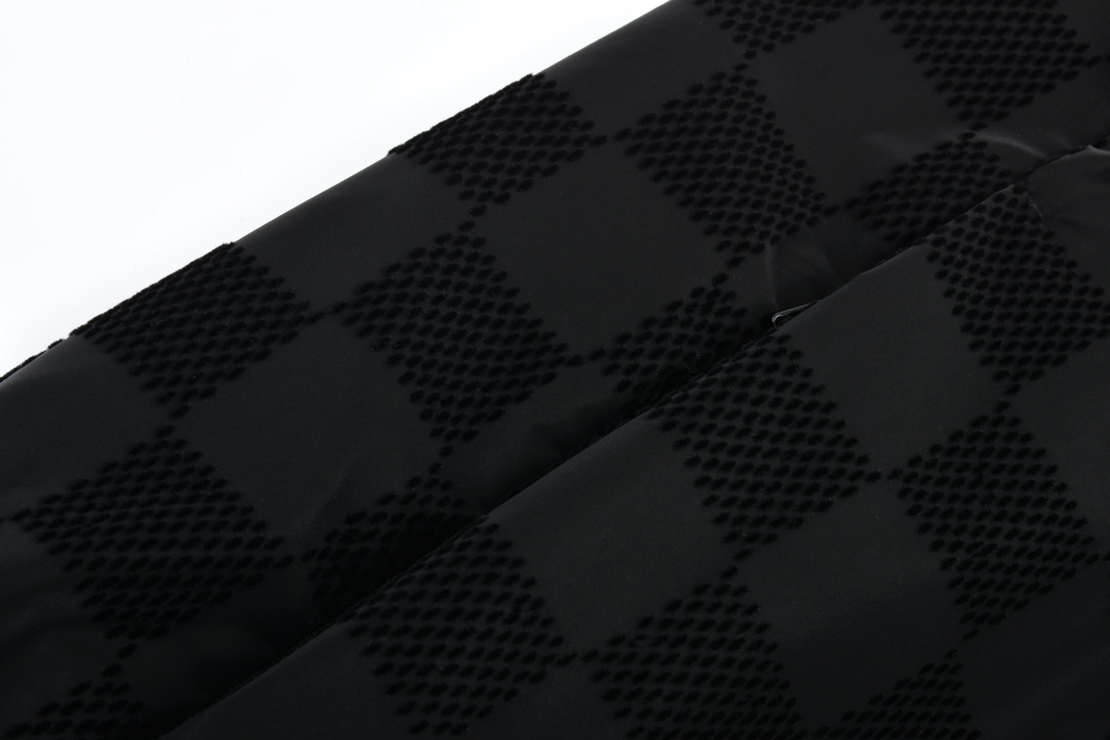 LOUIS VUITTON 路易威登 棋盘格拼接植绒拉链立领夹克 外套 黑色 1AHBG4