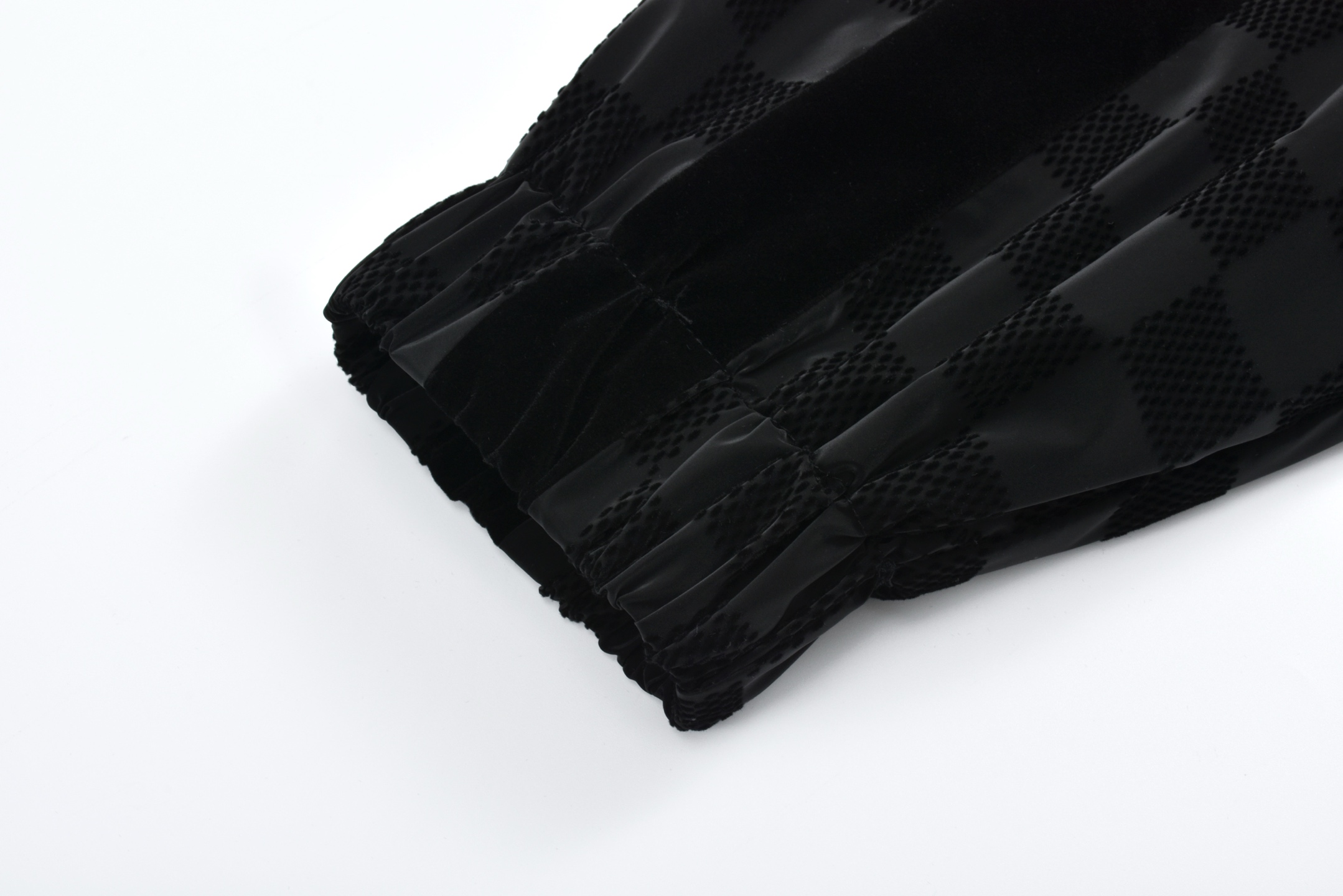 LOUIS VUITTON 路易威登 棋盘格拼接植绒拉链立领夹克 外套 黑色 1AHBG4