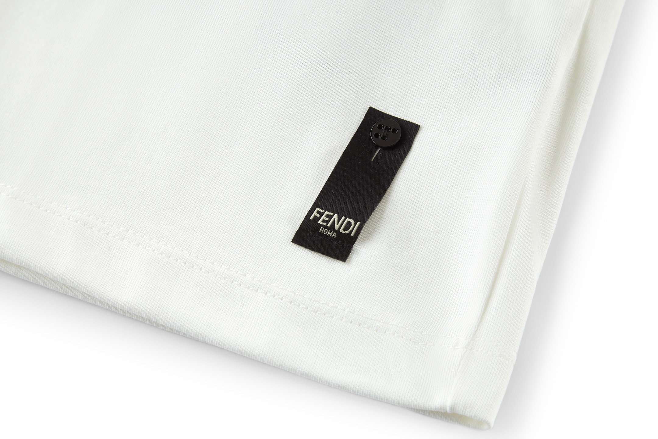 FENDI 芬迪 纯色刺绣字母logo徽章圆领T恤 短袖 海军蓝 白色 FY1319AU9AF0QB0