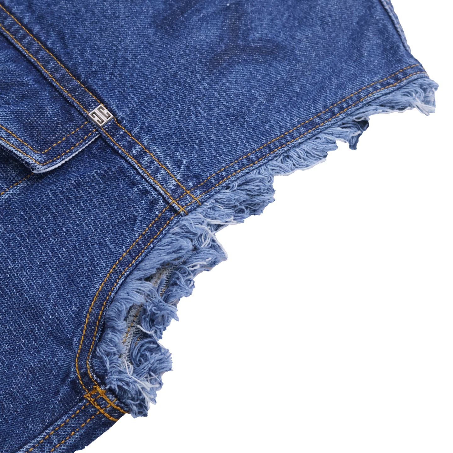 Givenchy 纪梵希 做旧字母logo印花毛边单排扣牛仔马甲 背心 蓝色 BM01295Y4V-415