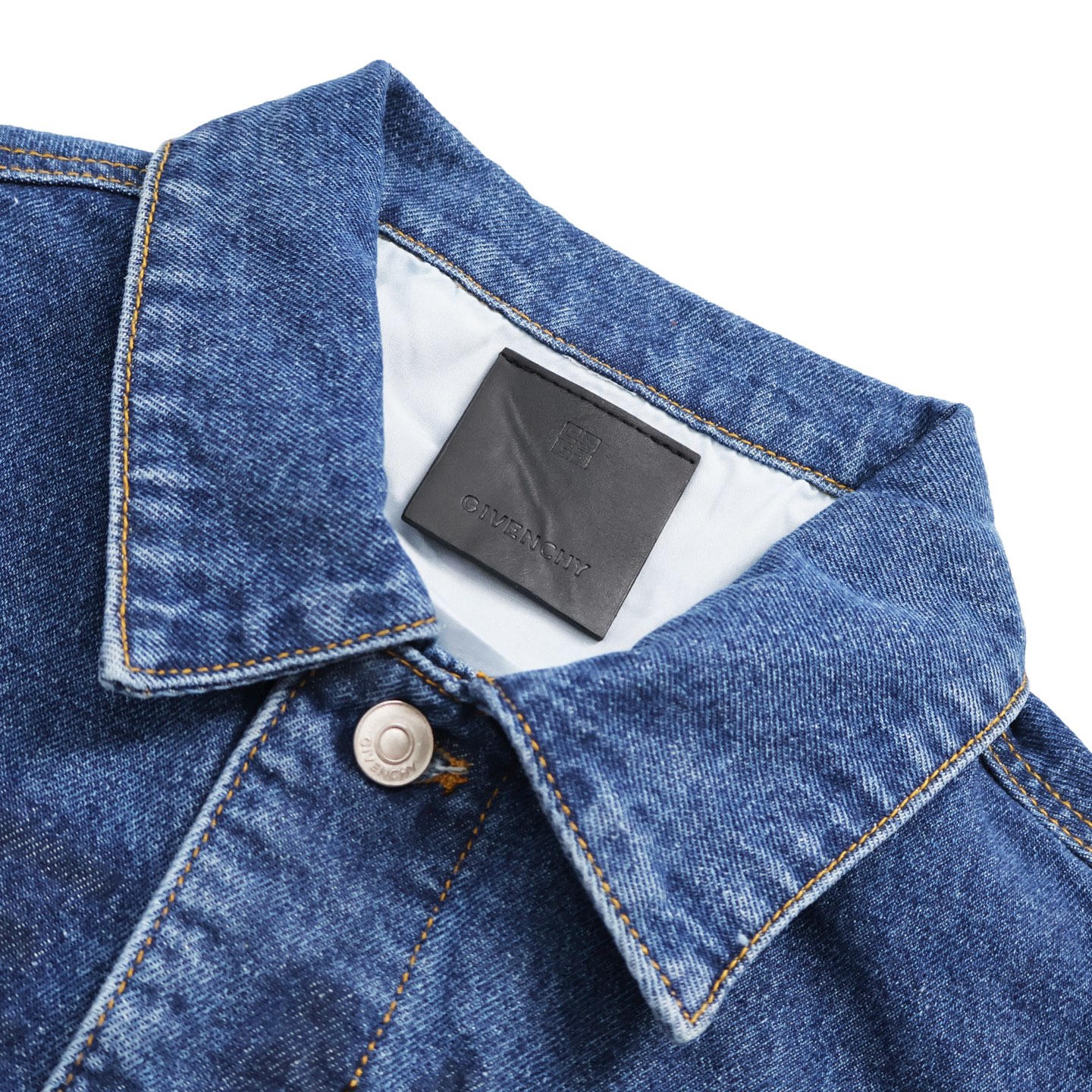 Givenchy 纪梵希 做旧字母logo印花毛边单排扣牛仔马甲 背心 蓝色 BM01295Y4V-415