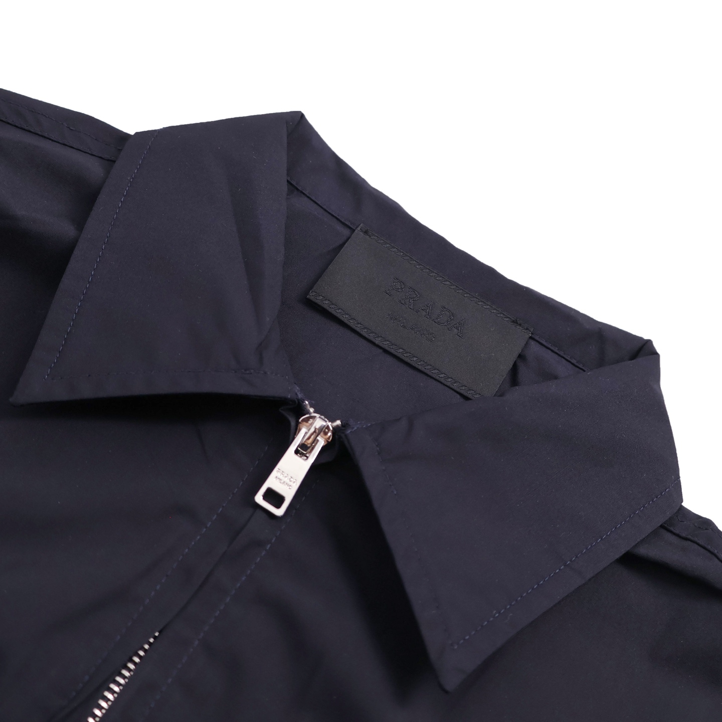 PRADA 普拉达 字母logo印花拉链衬衫 短袖 宽松 休闲 夏季 蓝色 SC781-1480-F0216-S-OOO