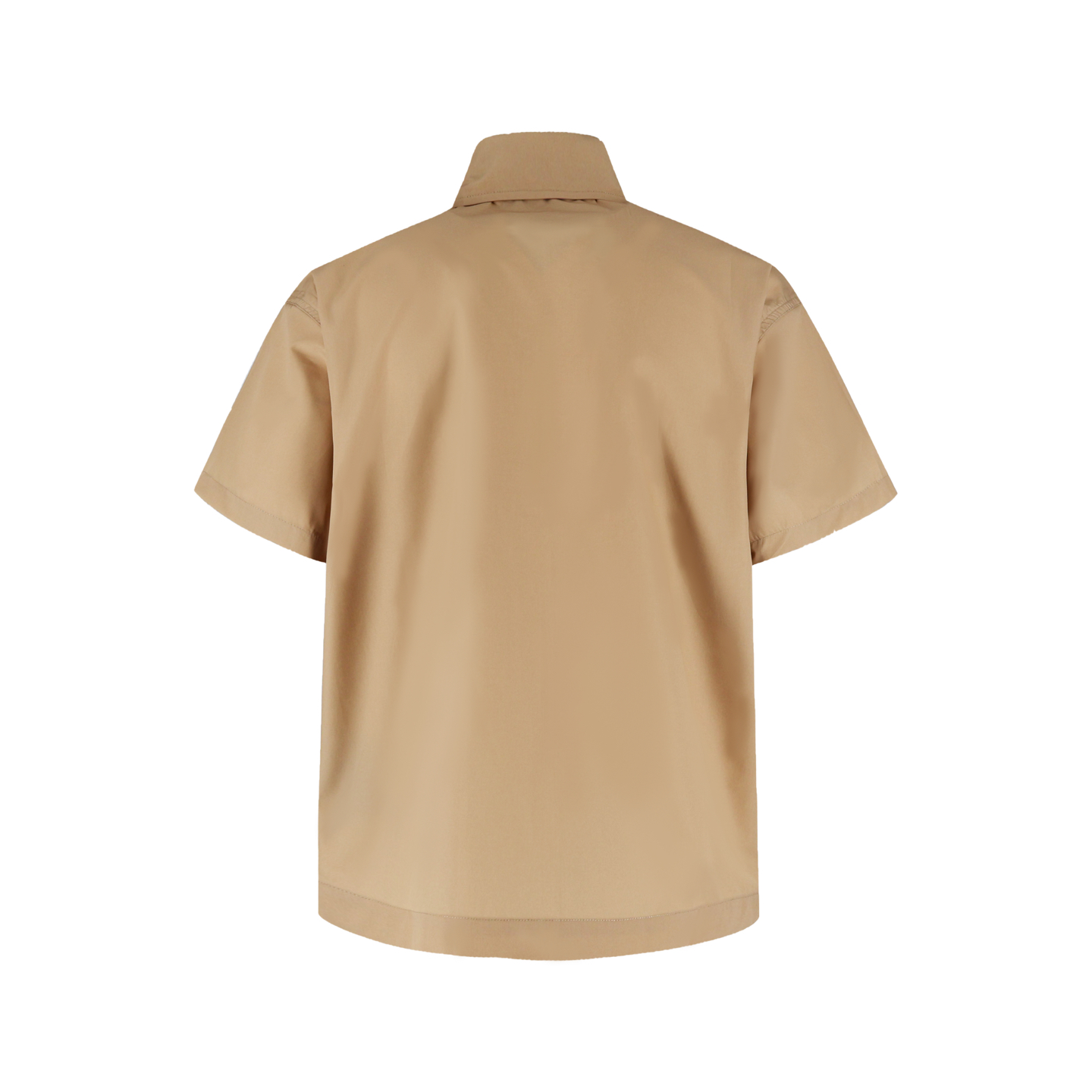 PRADA 普拉达 字母logo印花拉链衬衫 短袖 宽松 休闲 夏季 米色 SC781-1480-F0F24-S-OOO