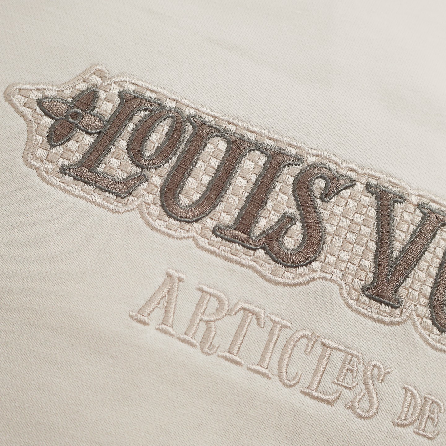 LOUIS VUITTON 路易威登  LV 刺绣字母logo徽标半拉链翻领卫衣 长袖 米白 1AHW28