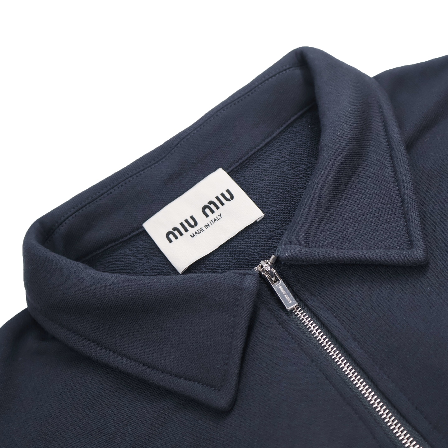 MIU MIU 缪缪 拼色微标半拉链卫衣 长袖  蓝色  MJL090-17H4-F005R-S-OOO
