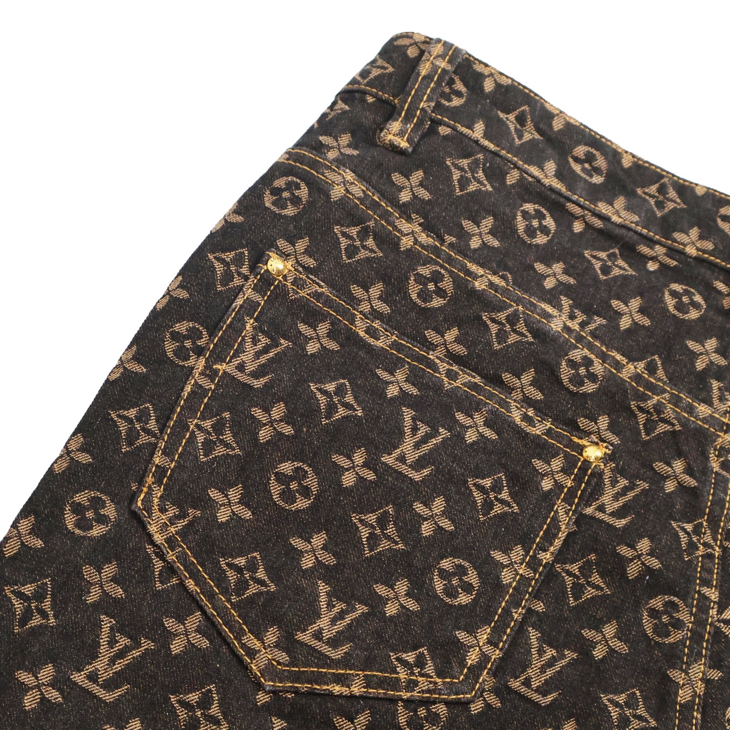 LOUIS VUITTON  路易威登 LV 满印字母logo直筒牛仔裤 直筒 裤子 长裤 咖色