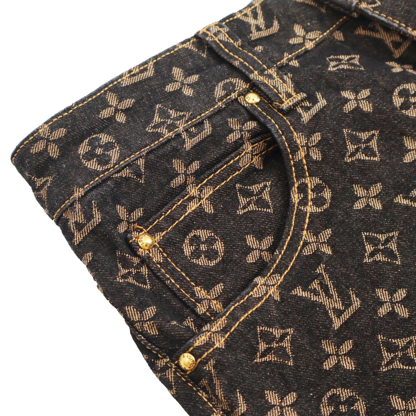 LOUIS VUITTON  路易威登 LV 满印字母logo直筒牛仔裤 直筒 裤子 长裤 咖色