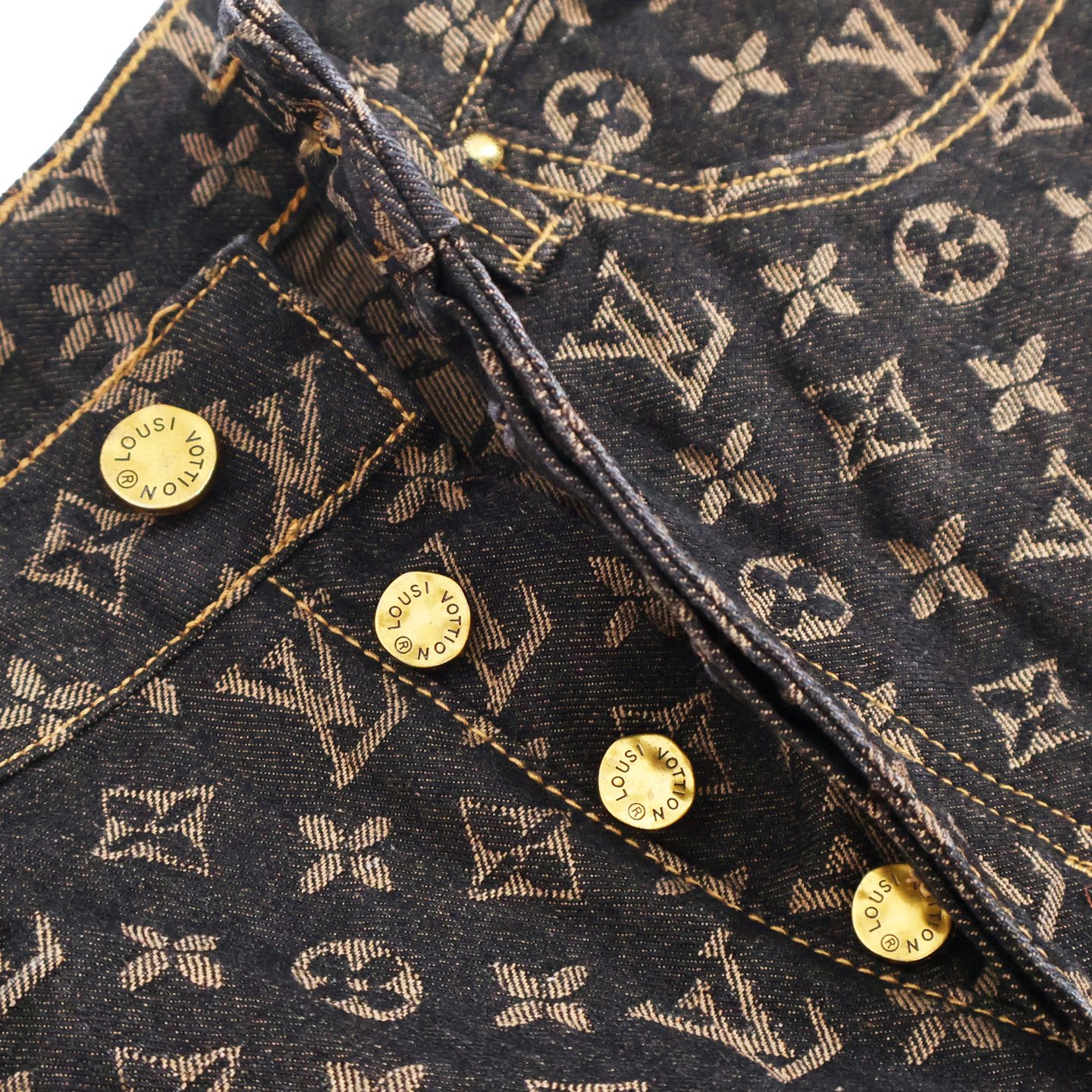 LOUIS VUITTON  路易威登 LV 满印字母logo直筒牛仔裤 直筒 裤子 长裤 咖色