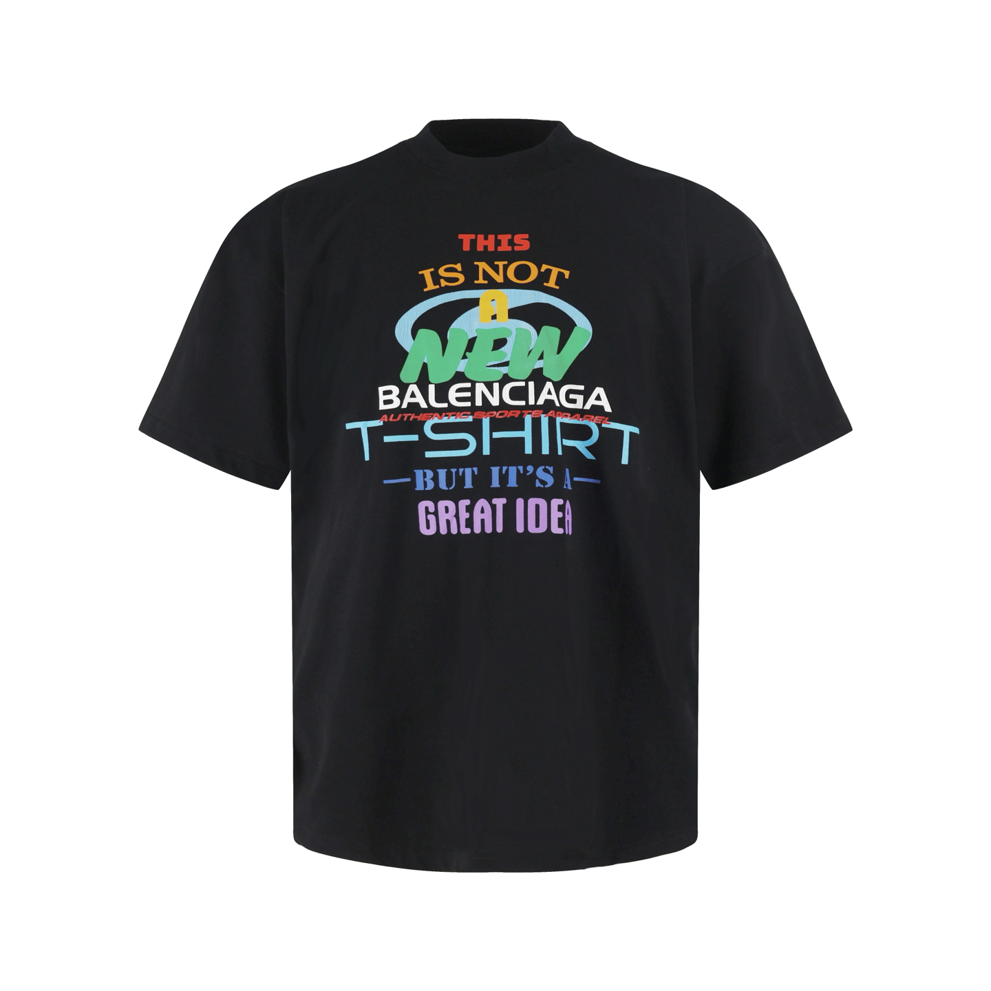 Balenciaga 巴黎世家 新主意彩色字母logo印花短袖 T恤 圆领 短款 夏季 白色 黑色