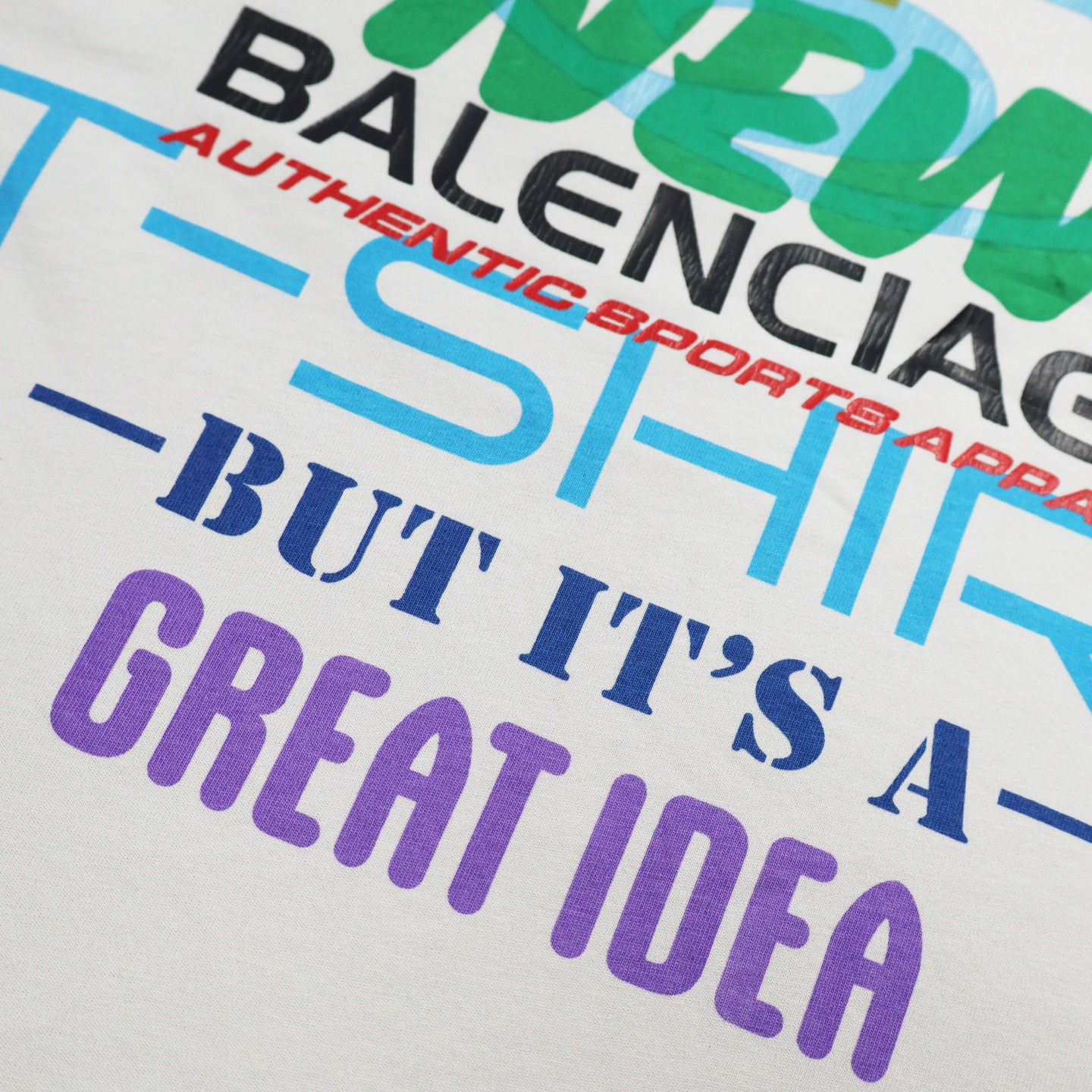 Balenciaga 巴黎世家 新主意彩色字母logo印花短袖 T恤 圆领 短款 夏季 白色 黑色