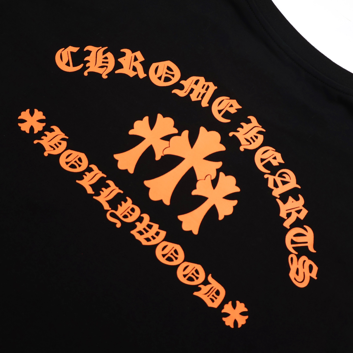 Chrome Hearts 克罗心 橙色十字架字母 印花 短袖 T恤 黑色 A2 CH-202302151