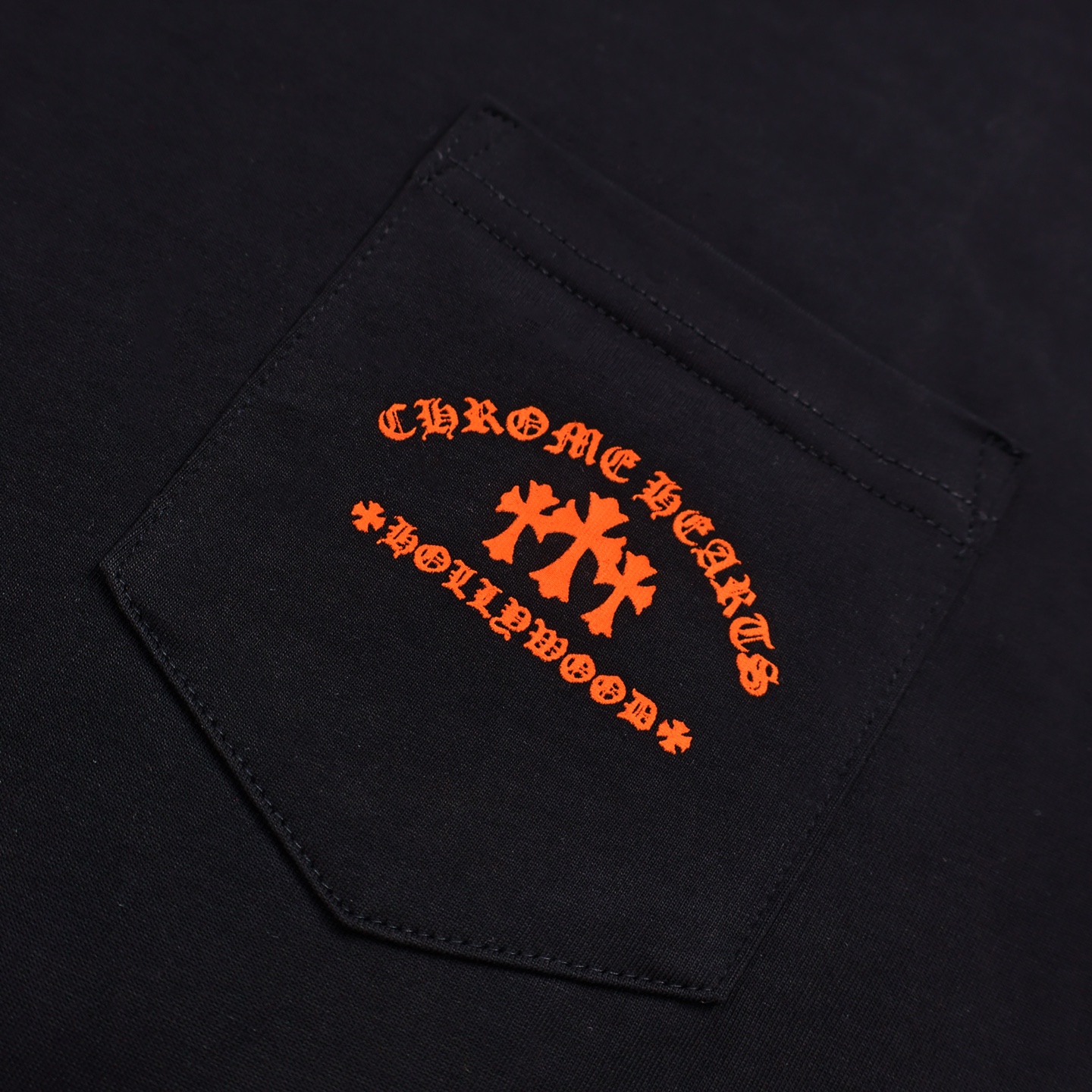 Chrome Hearts 克罗心 橙色十字架字母 印花 短袖 T恤 黑色 A2 CH-202302151