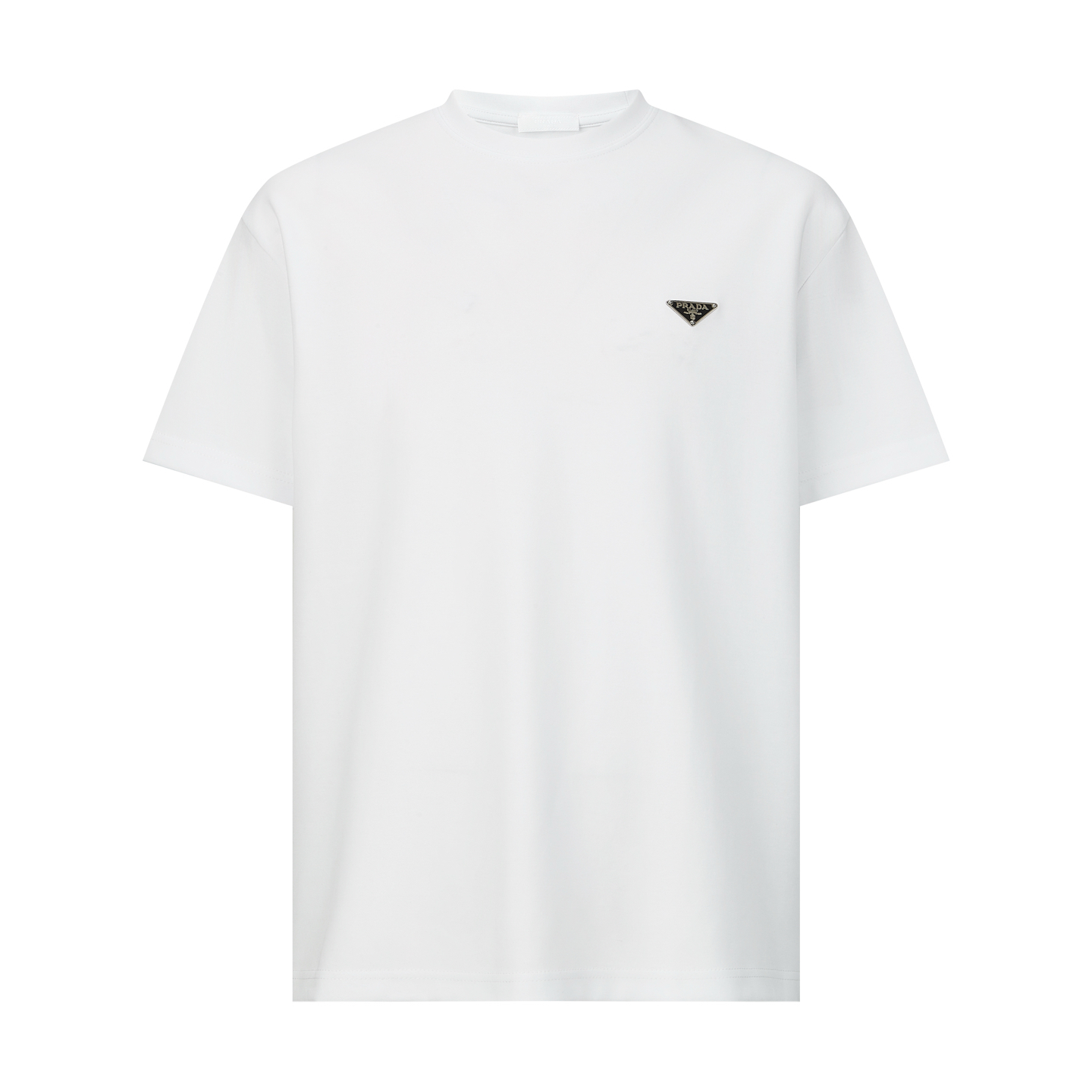 PRADA 普拉达 纯色胸口徽标圆领 休闲夏季 短袖 T恤 黑色 白色