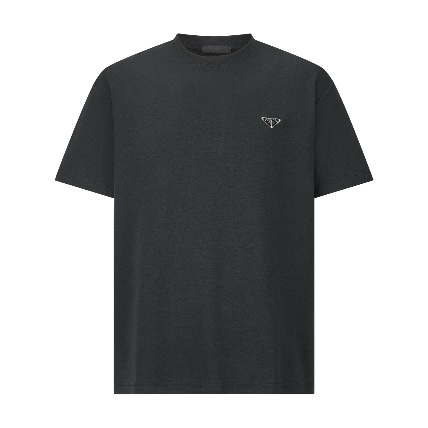 PRADA 普拉达 纯色胸口徽标圆领 休闲夏季 短袖 T恤 黑色 白色