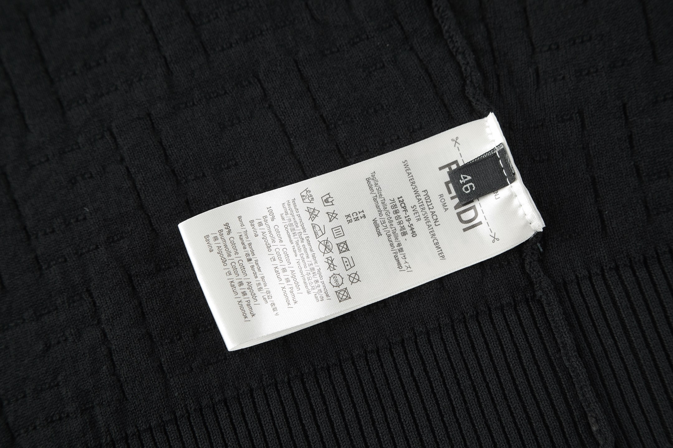 FENDI 芬迪 满印提花圆领毛衣 针织衫 长袖 黑色 B0 FZX091AU7OF0QA1