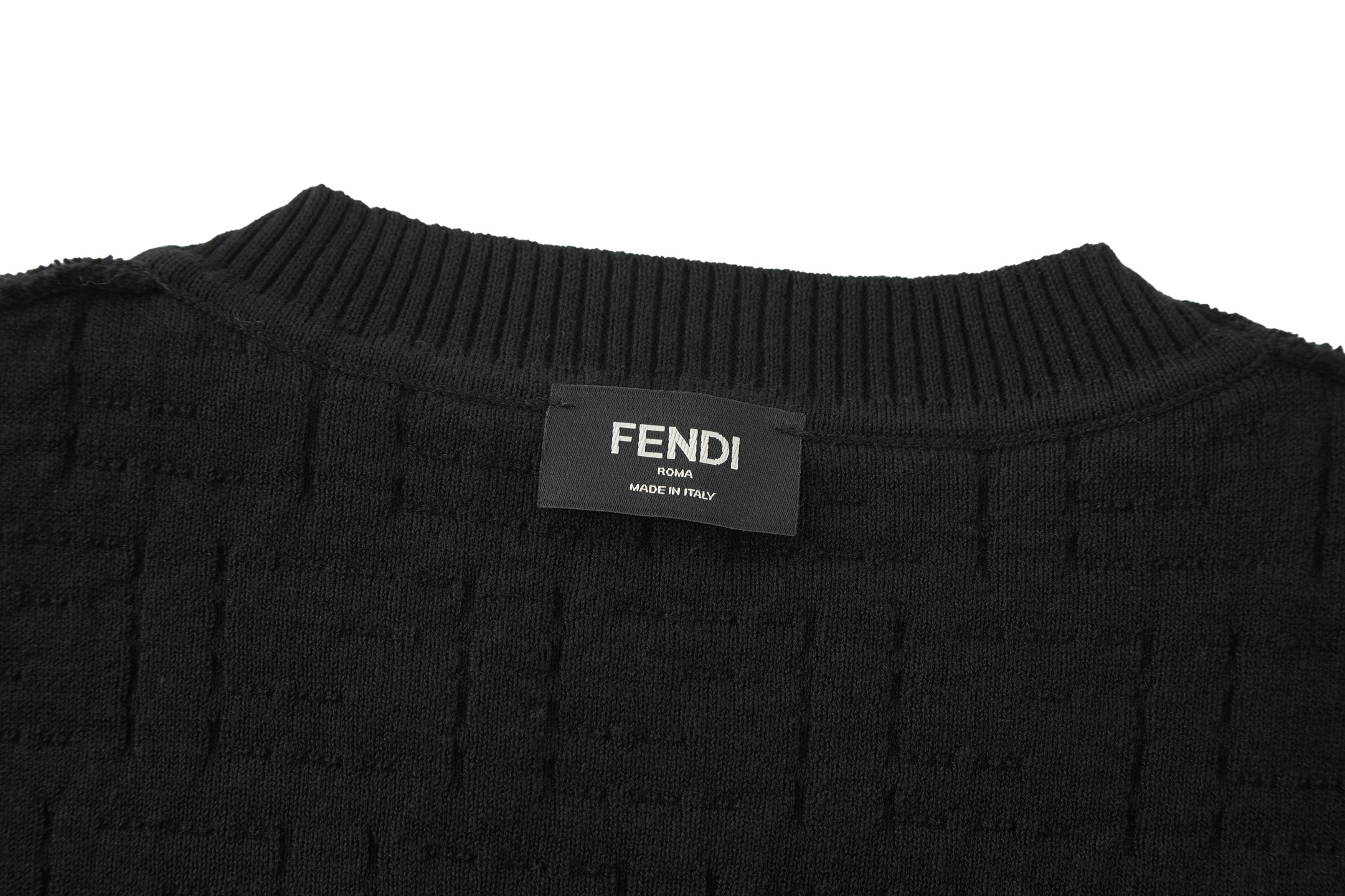 FENDI 芬迪 满印提花圆领毛衣 针织衫 长袖 黑色 B0 FZX091AU7OF0QA1