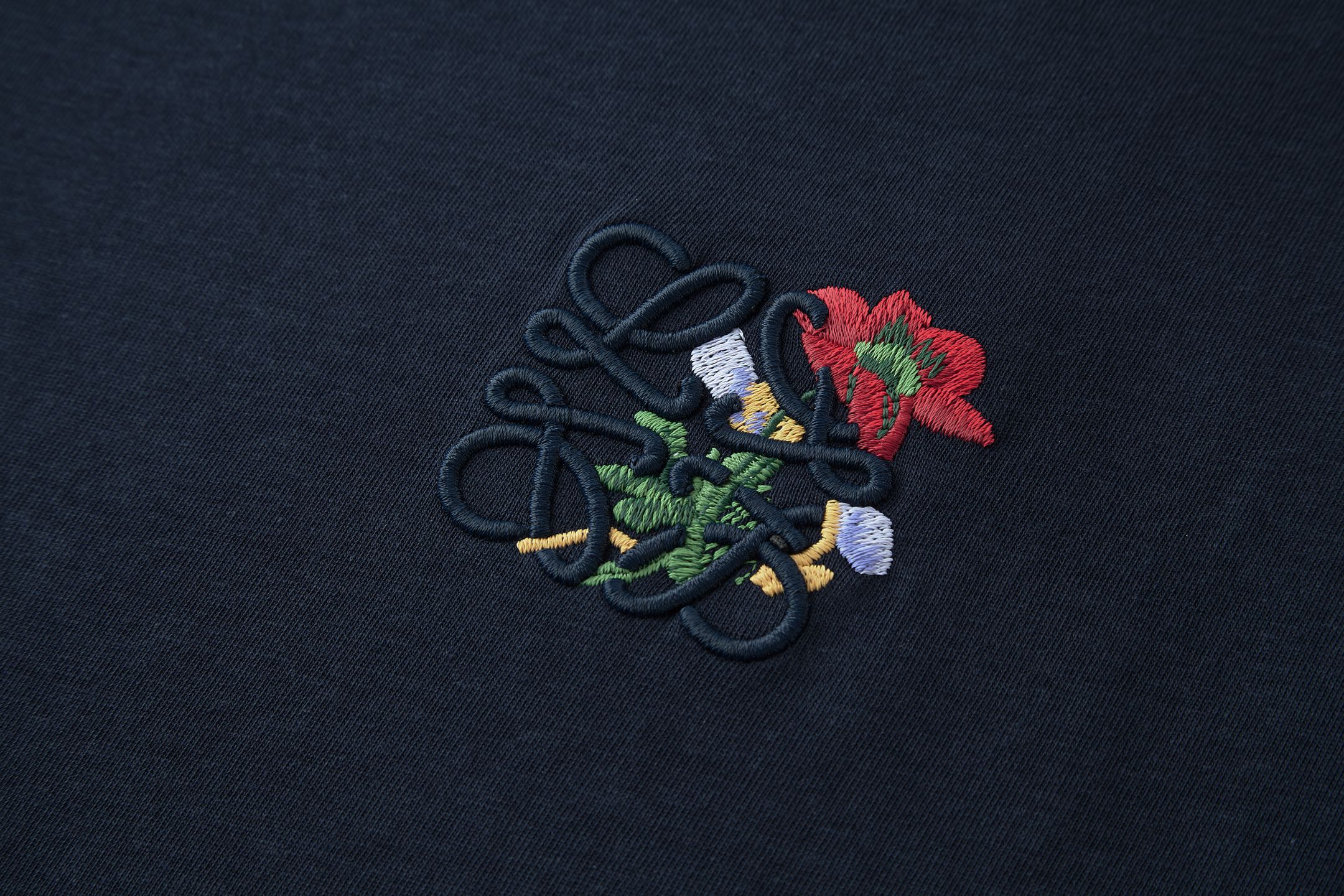 Loewe 罗意威 刺绣小花logo 短袖 T恤 圆领 夏季 宝蓝色 A2 H526Y22XCQ-9602