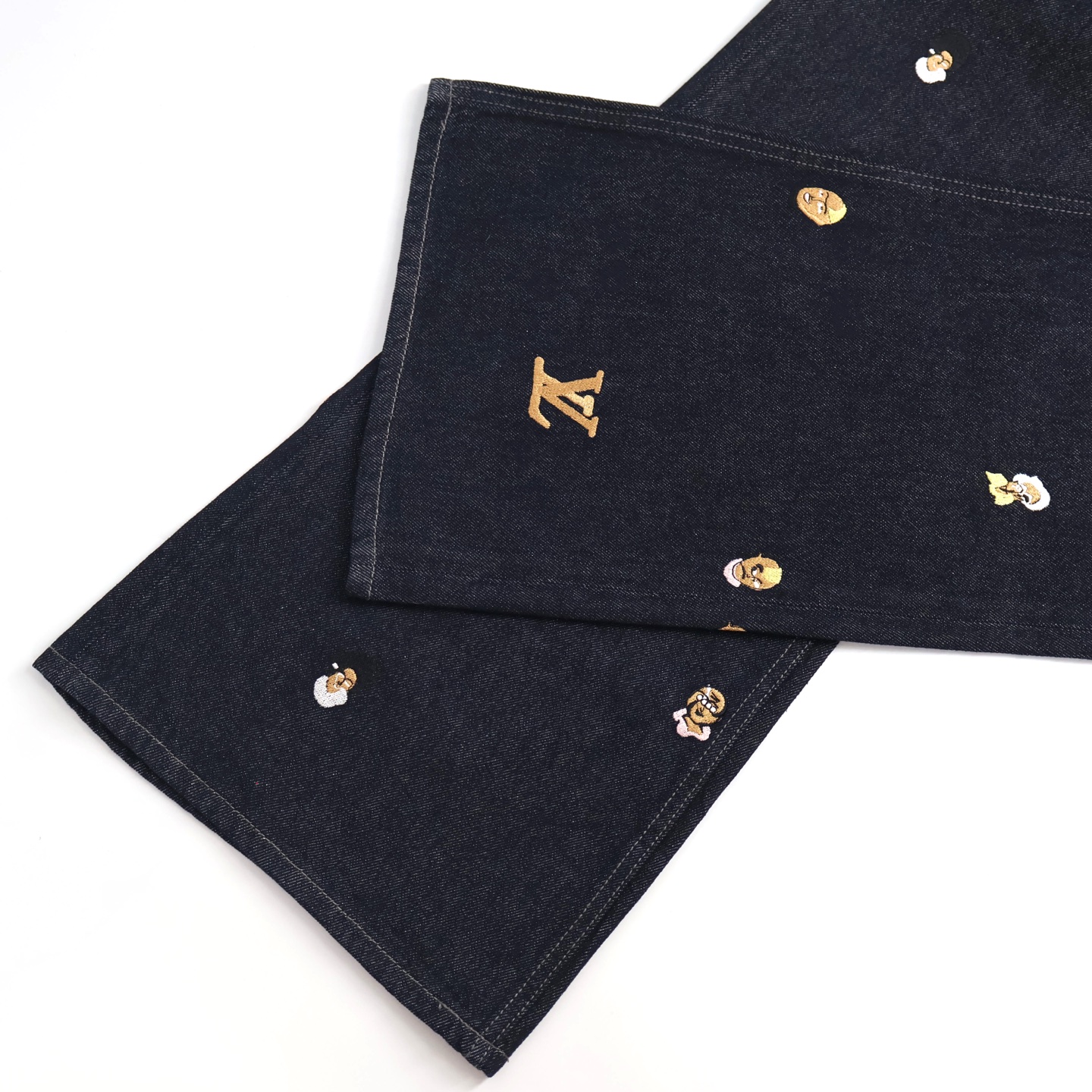 LOUIS VUITTON  路易威登 LV 小头像刺绣字母logo牛仔裤 喇叭裤 裤子 长裤 蓝色  B5 1AFI82