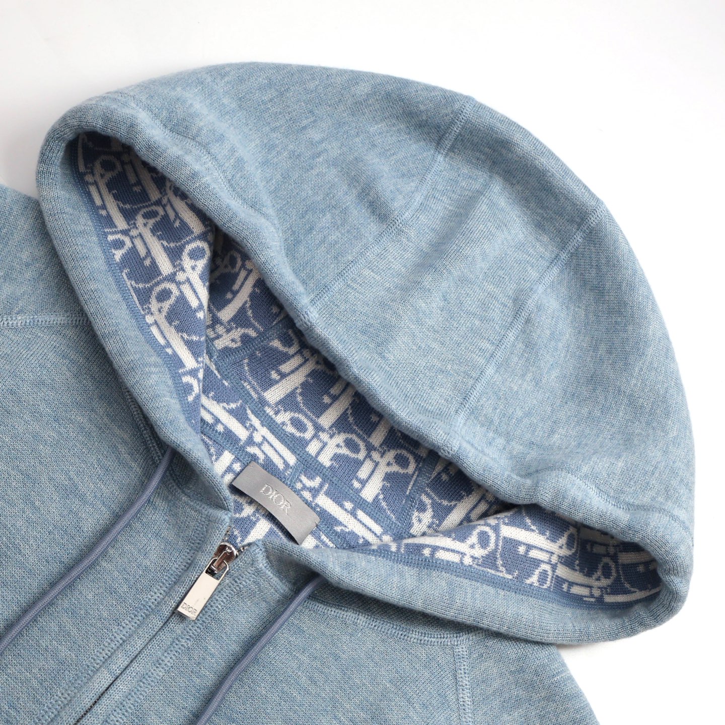 DIOR 迪奥 刺绣字母logo针织拉链连帽卫衣 秋冬 外套 长袖 白色 藏蓝色 浅蓝色 C0 113M221AT225-C088