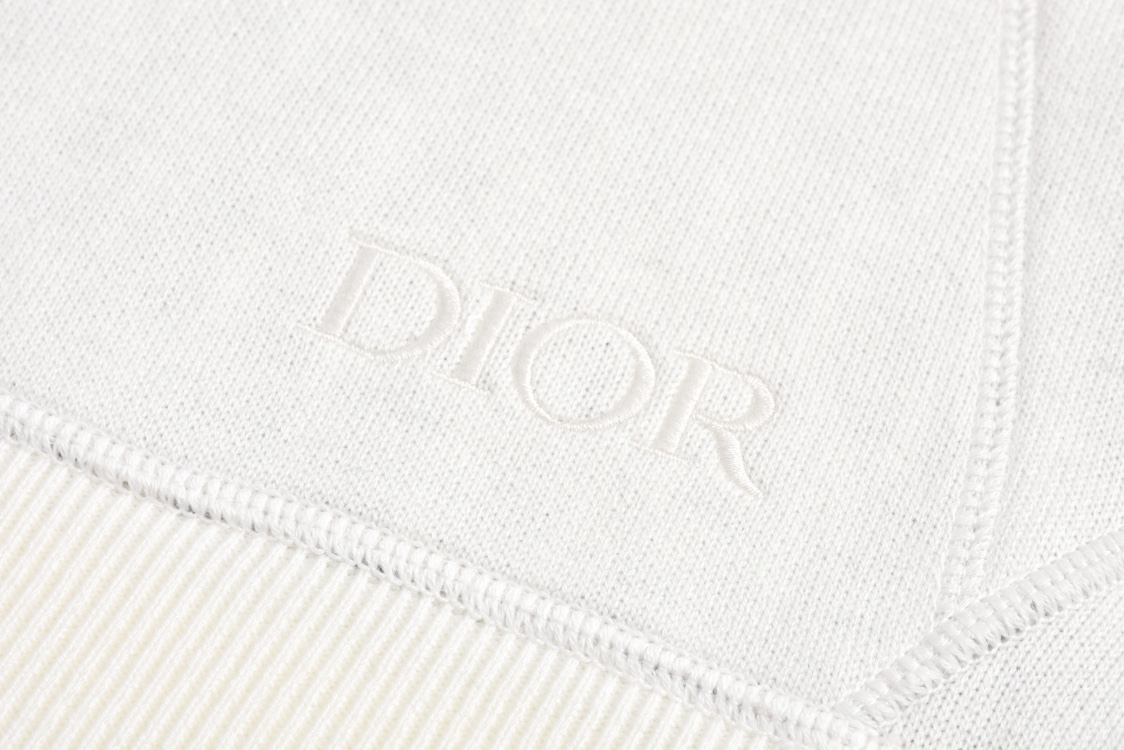 DIOR 迪奥 刺绣字母logo针织拉链连帽卫衣 秋冬 外套 长袖 白色 藏蓝色 浅蓝色 C0 113M221AT225-C088