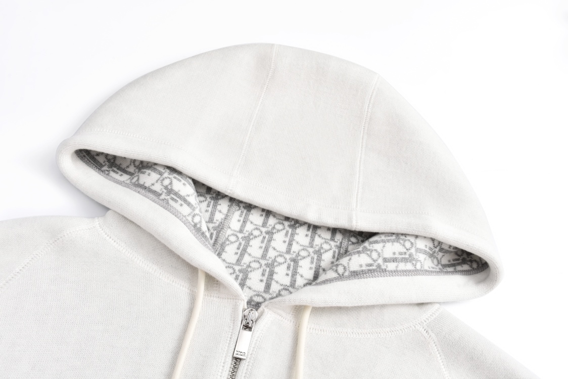 DIOR 迪奥 刺绣字母logo针织拉链连帽卫衣 秋冬 外套 长袖 白色 藏蓝色 浅蓝色 C0 113M221AT225-C088