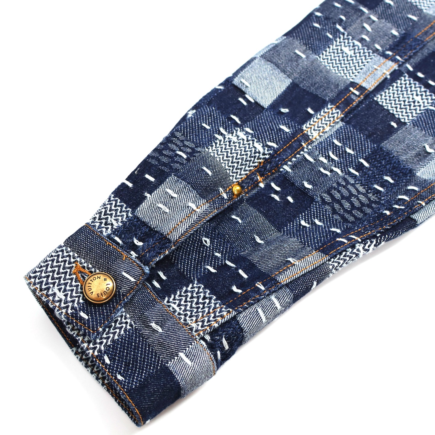 LOUIS VUITTON 路易威登 Nigo 联名款 棋盘格束腰牛仔外套 牛仔衣 上衣 夹克 蓝色 C0 1AILMK