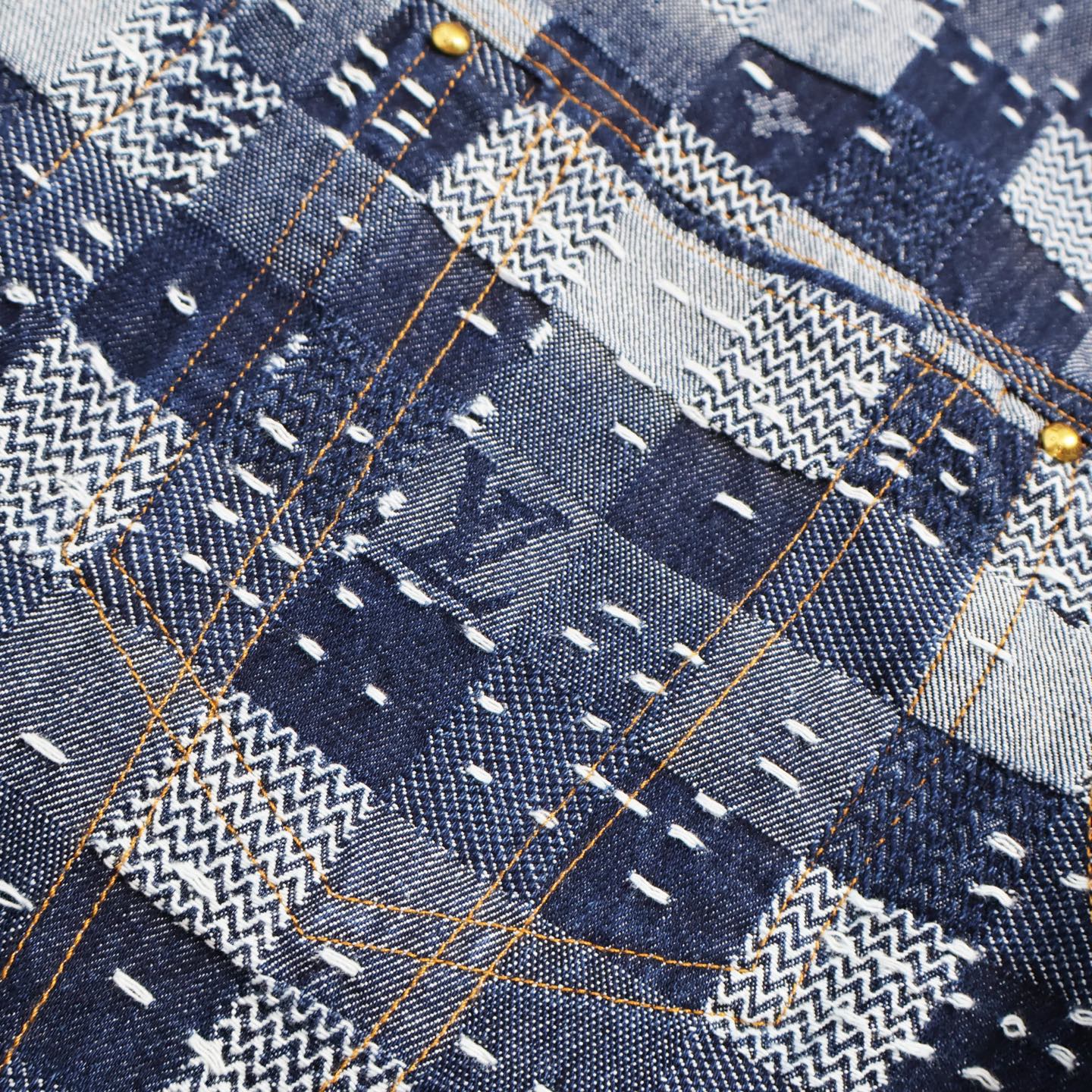 LOUIS VUITTON 路易威登 Nigo 联名款 棋盘格束腰牛仔外套 牛仔衣 上衣 夹克 蓝色 C0 1AILMK