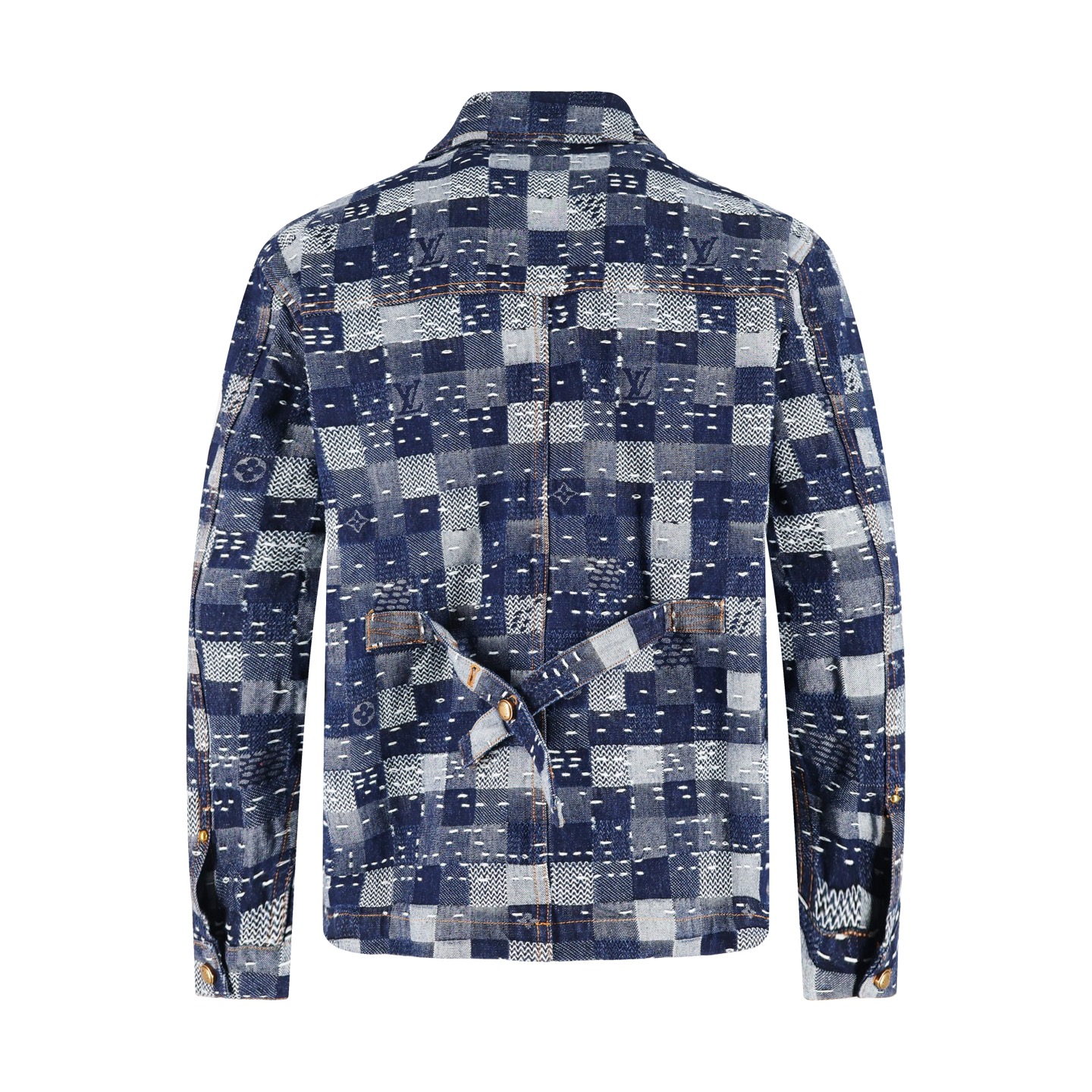 LOUIS VUITTON 路易威登 Nigo 联名款 棋盘格束腰牛仔外套 牛仔衣 上衣 夹克 蓝色 C0 1AILMK