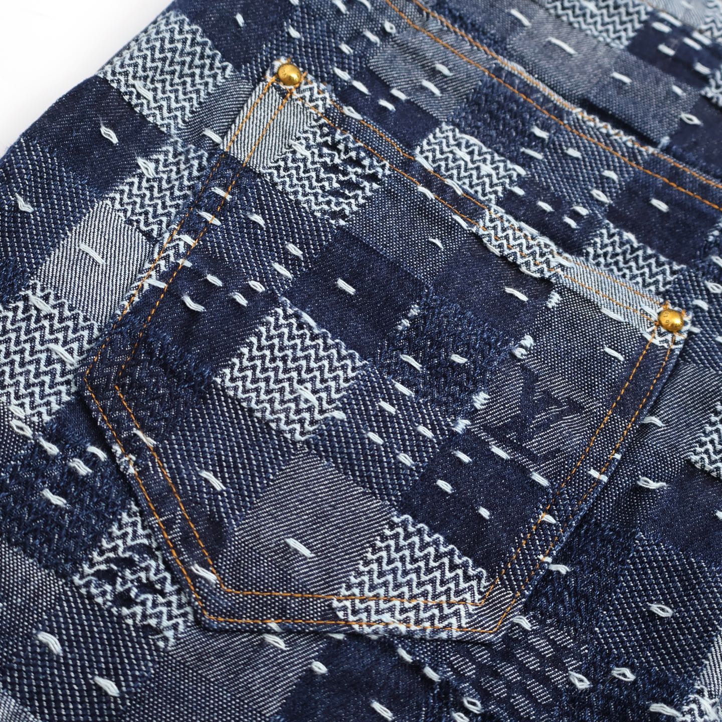 LOUIS VUITTON  路易威登 LV Nigo 联名款 棋盘格牛仔裤 裤子 长裤 蓝色  B0 1AILSF