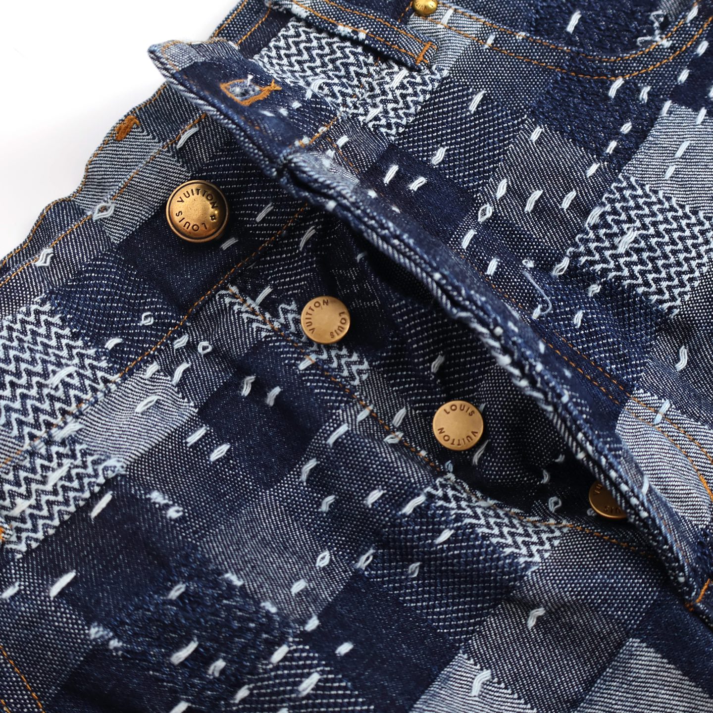 LOUIS VUITTON  路易威登 LV Nigo 联名款 棋盘格牛仔裤 裤子 长裤 蓝色  B0 1AILSF