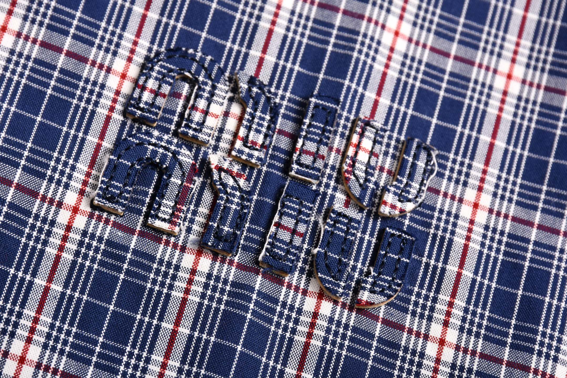 MIU MIU 缪缪小LOGO贴标格纹衬衫夹克 长袖 外套 蓝色 B0 ML1263-17LX-F0Q0U-S-OOO