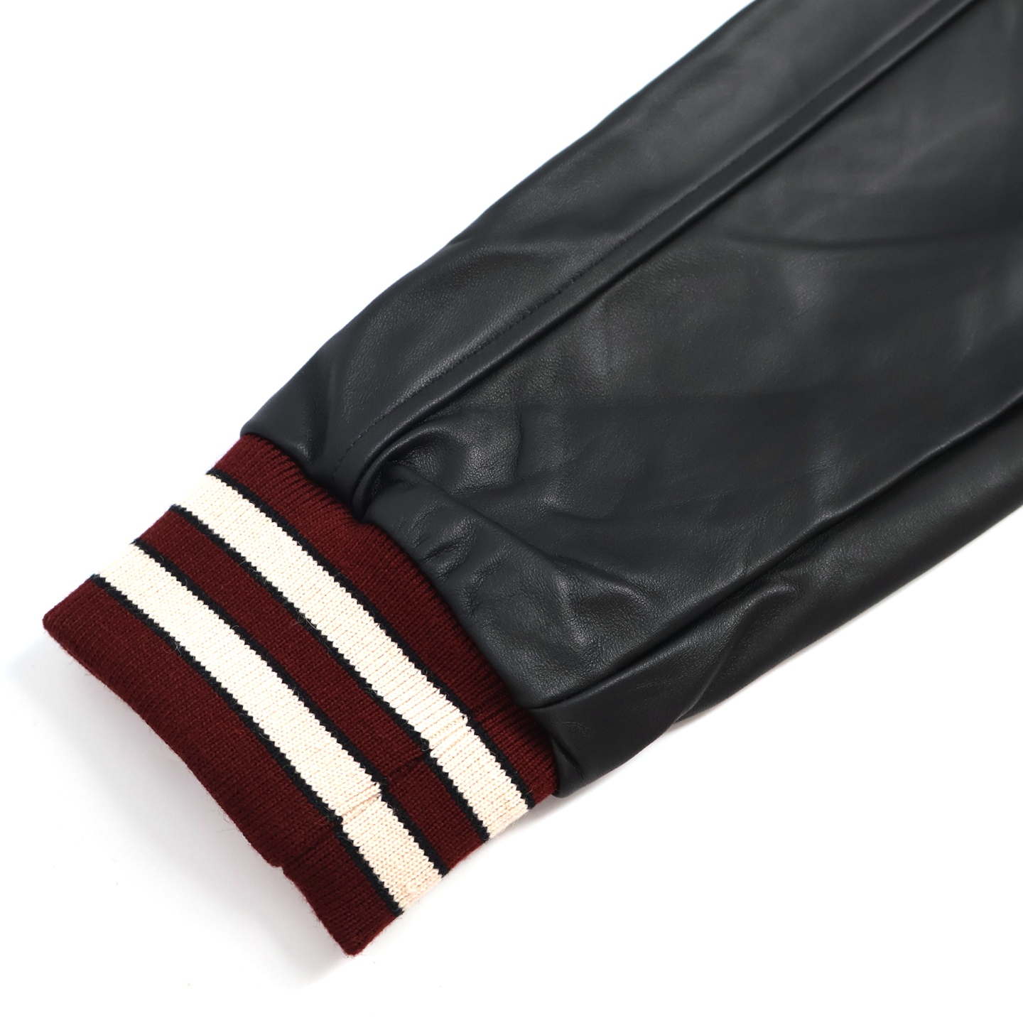 CELINE 赛琳 拼皮条纹字母logo羊羔毛棒球服 夹克 外套 长袖 黑色 D0 2V29T896C-14BU