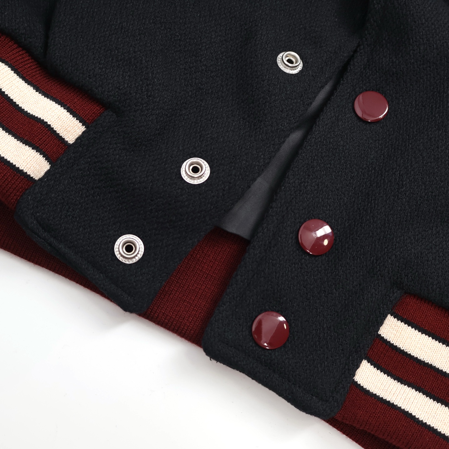 CELINE 赛琳 拼皮条纹字母logo羊羔毛棒球服 夹克 外套 长袖 黑色 D0 2V29T896C-14BU