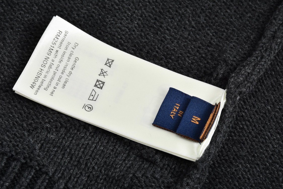 LOUIS VUITTON 路易威登 暗纹提花半拉链 毛衣 外套 深灰色 B0 1AFXY5