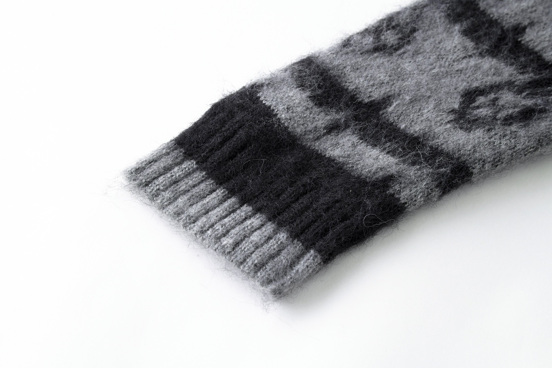 LOUIS VUITTON 路易威登 马海毛V领开衫 针织衫 毛衣 外套 黑色 B0 1AF342