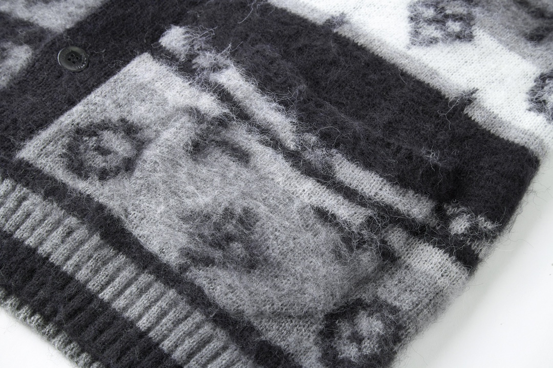 LOUIS VUITTON 路易威登 马海毛V领开衫 针织衫 毛衣 外套 黑色 B0 1AF342