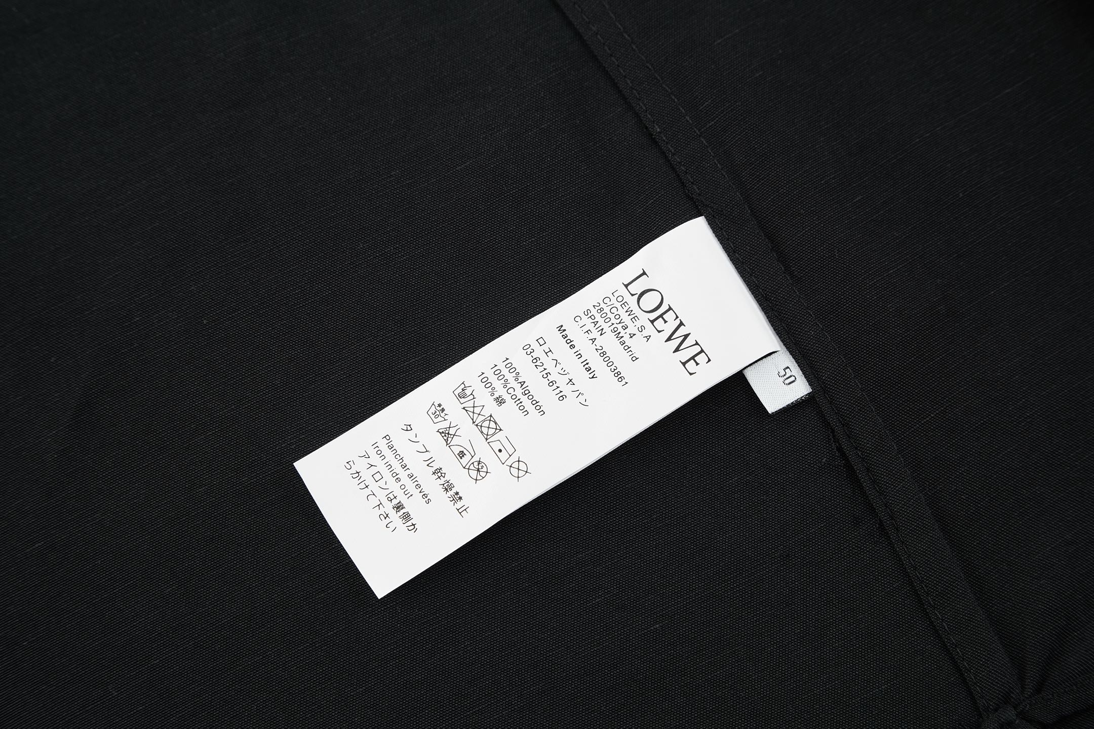 LOEWE 罗意威 Paula ' s Ibiza SS25 精巧刺绣纽扣桑蚕丝衬衫 长袖 黑色 B0 H616Y05X72-1100