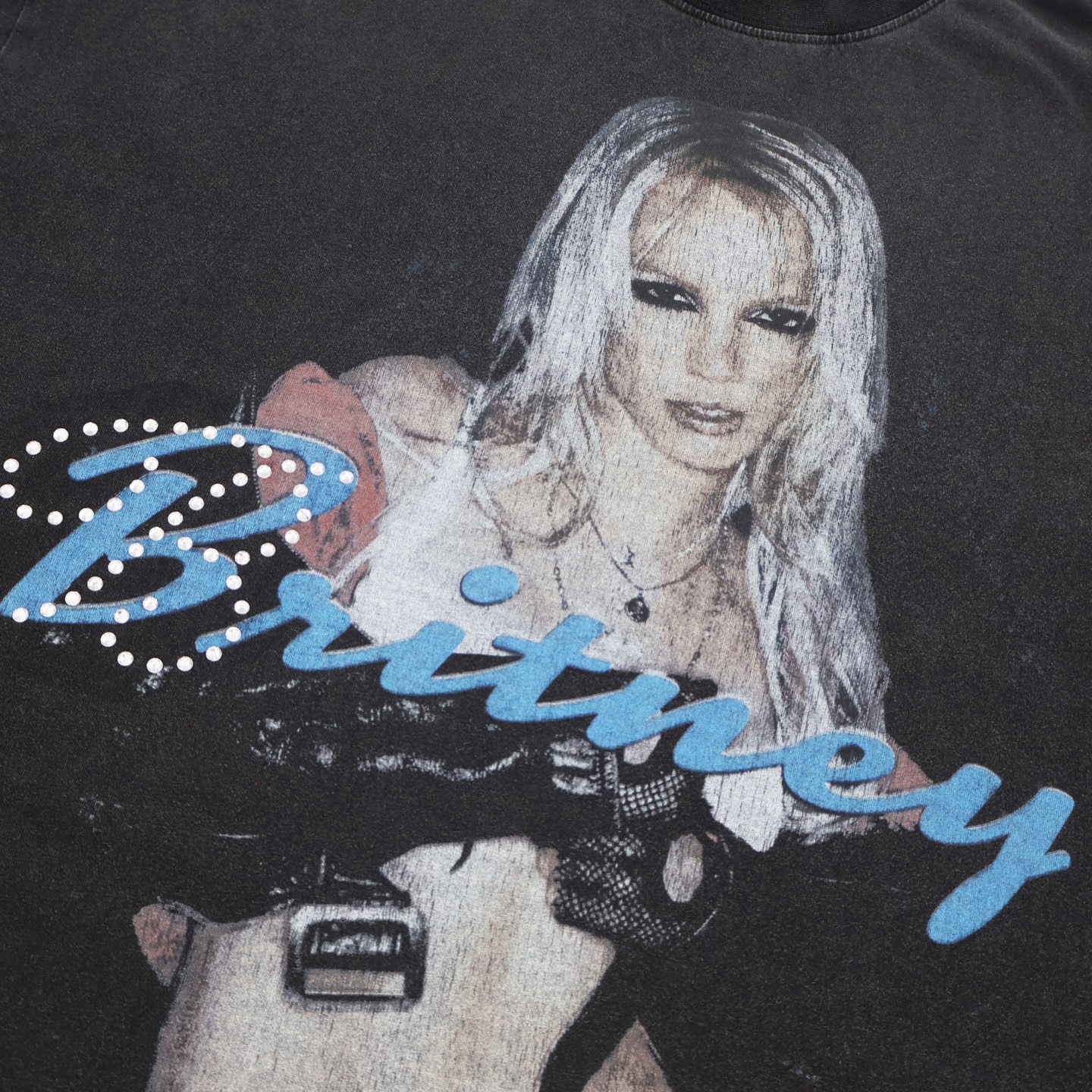 Balenciaga 巴黎世家 布兰妮人像印花短袖 T恤 圆领 短款 夏季 黑灰色 A2 850345TTVJ61041