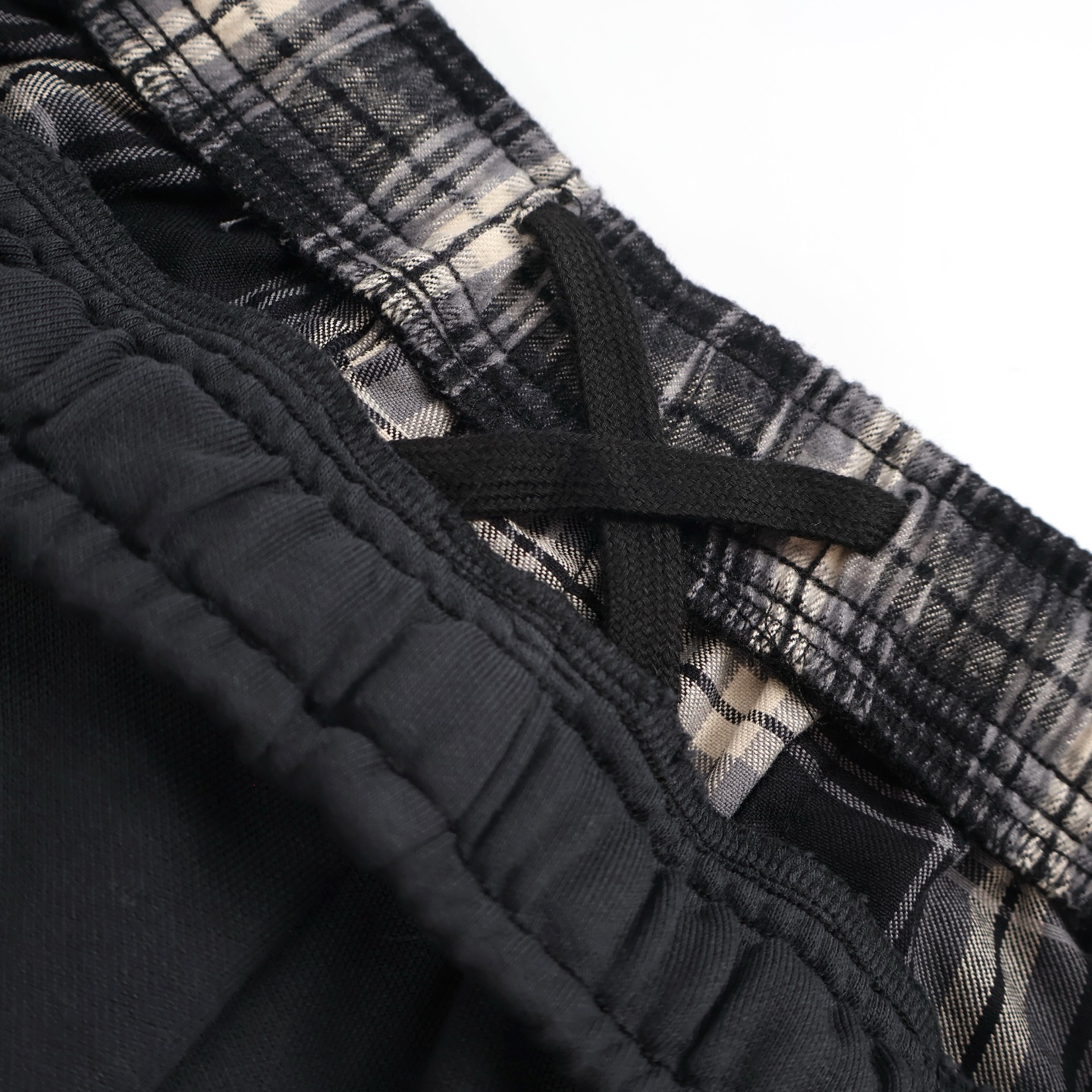 Balenciaga 巴黎世家 前后格子拼接松紧腰运动裤 长裤 裤子 休闲裤 黑色 B0 831379TRM191269