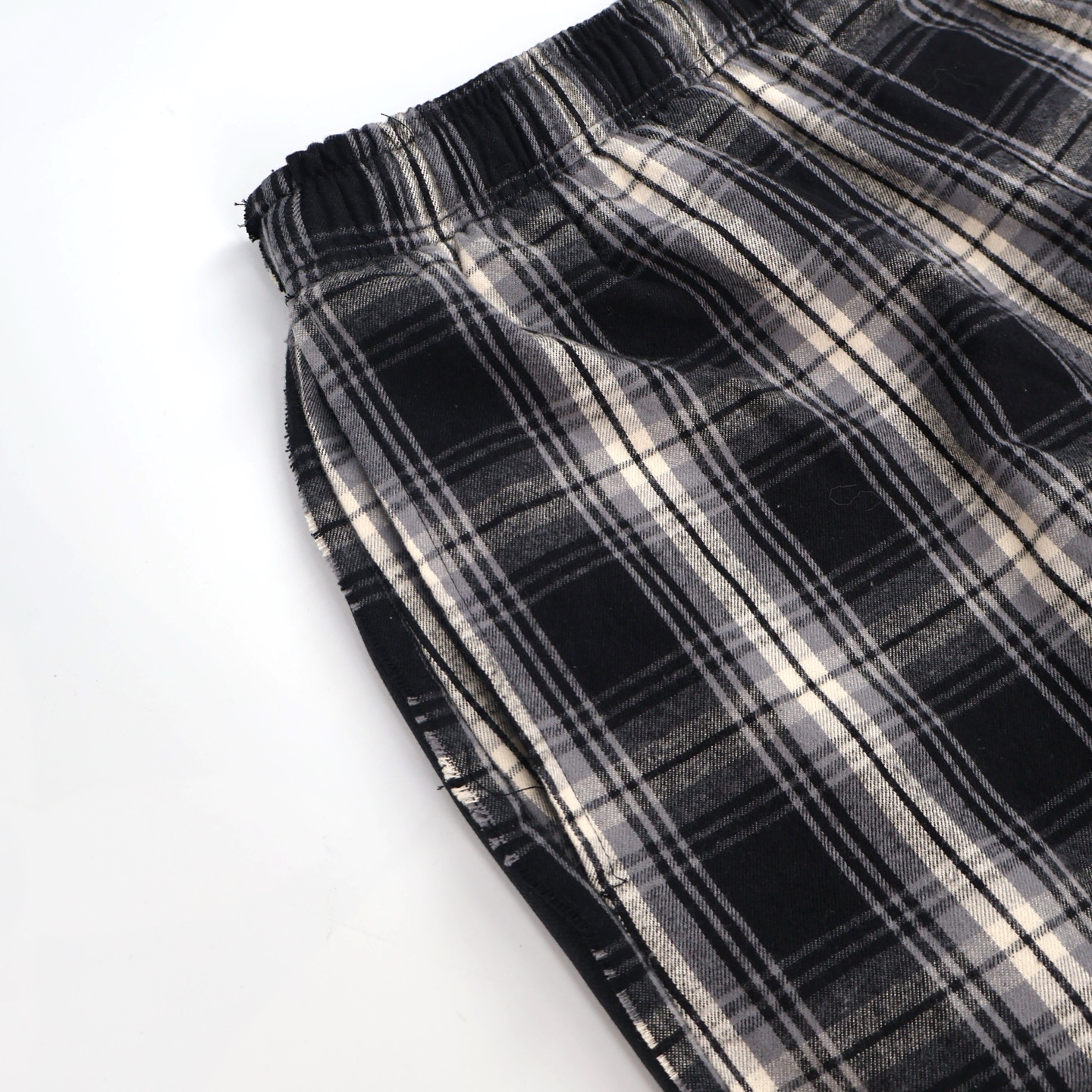 Balenciaga 巴黎世家 前后格子拼接松紧腰运动裤 长裤 裤子 休闲裤 黑色 B0 831379TRM191269