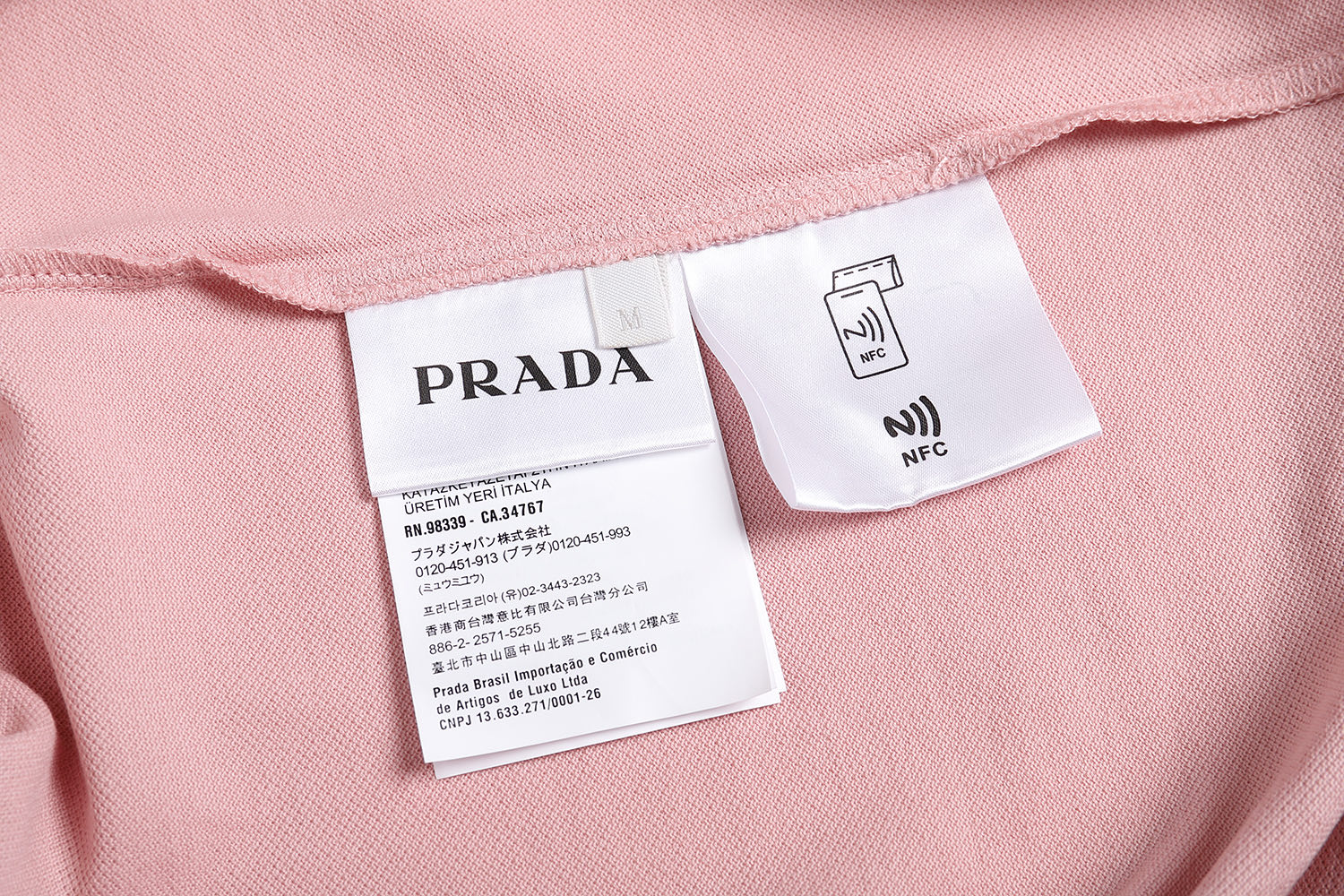 PRADA 普拉达 平纹针织假两件Polo衫  短袖 T恤 蓝色 粉色 A5 39586-1736-SOOO