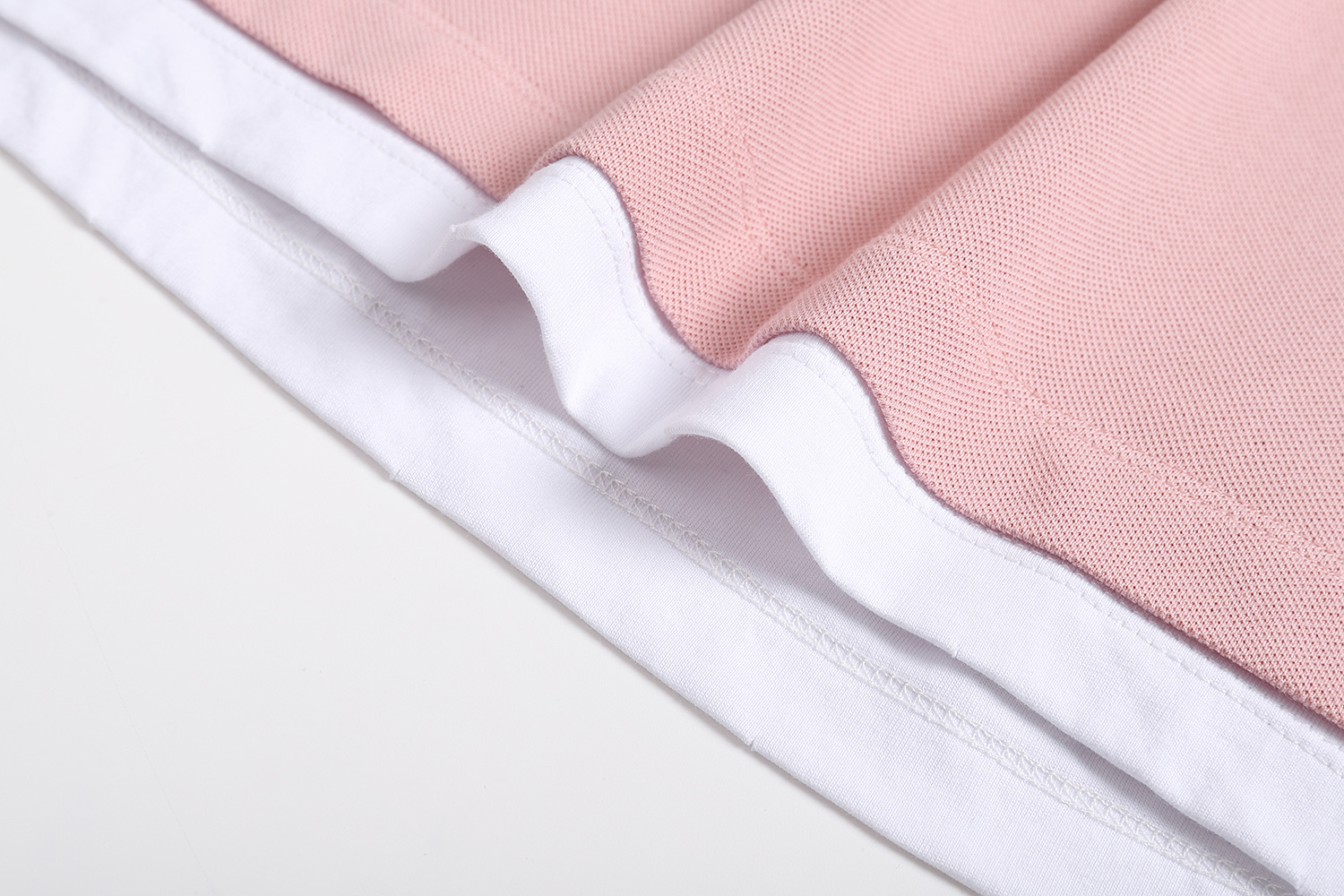 PRADA 普拉达 平纹针织假两件Polo衫  短袖 T恤 蓝色 粉色 A5 39586-1736-SOOO