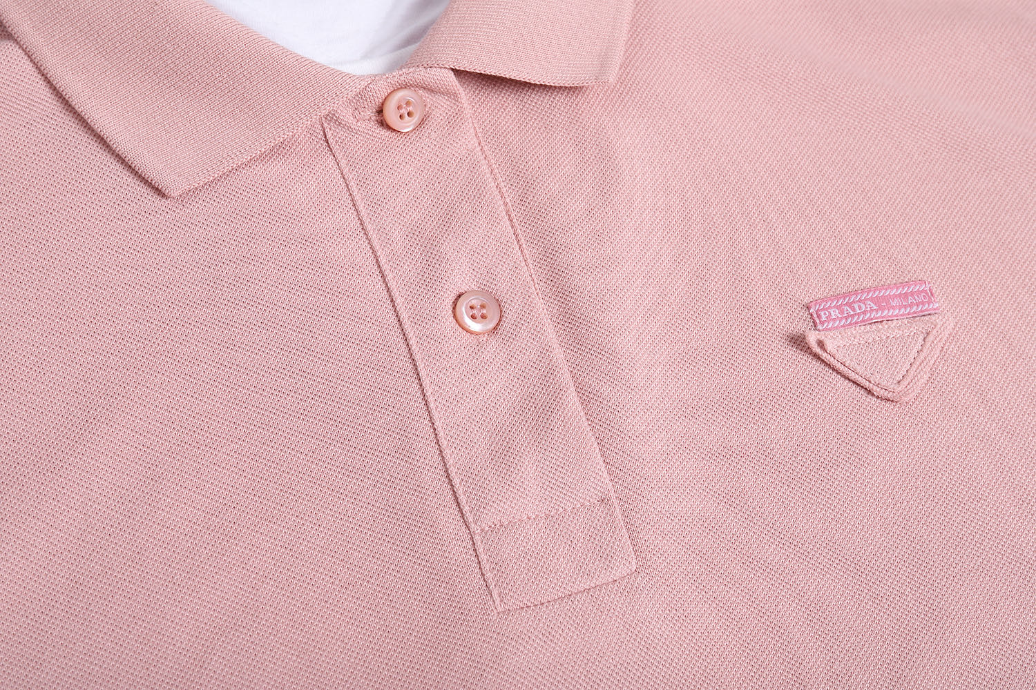 PRADA 普拉达 平纹针织假两件Polo衫  短袖 T恤 蓝色 粉色 A5 39586-1736-SOOO