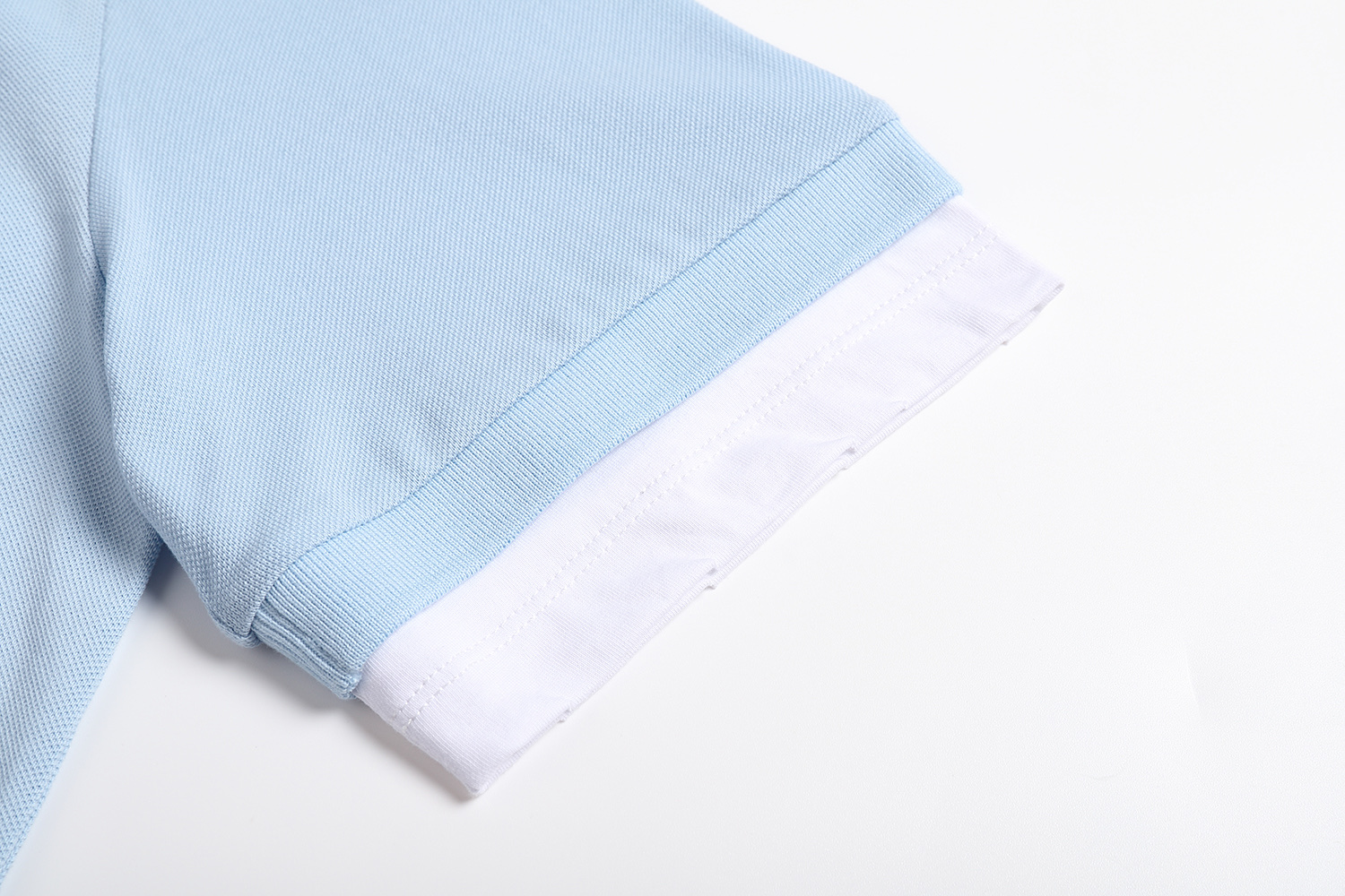 PRADA 普拉达 平纹针织假两件Polo衫  短袖 T恤 蓝色 粉色 A5 39586-1736-SOOO