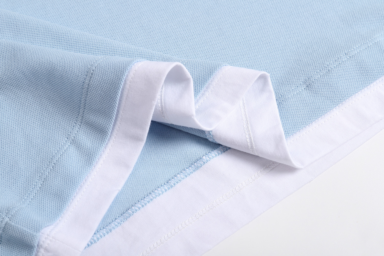 PRADA 普拉达 平纹针织假两件Polo衫  短袖 T恤 蓝色 粉色 A5 39586-1736-SOOO